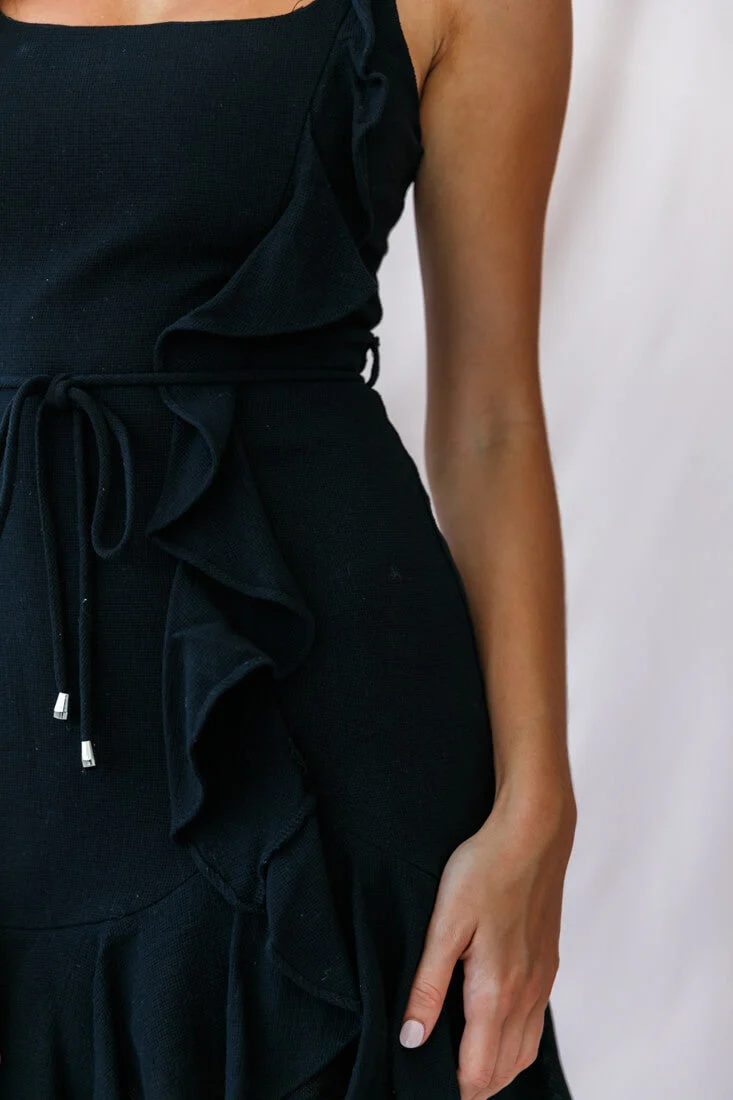 Hart Cami Strap Ruffle Mini Dress Black - Image 4
