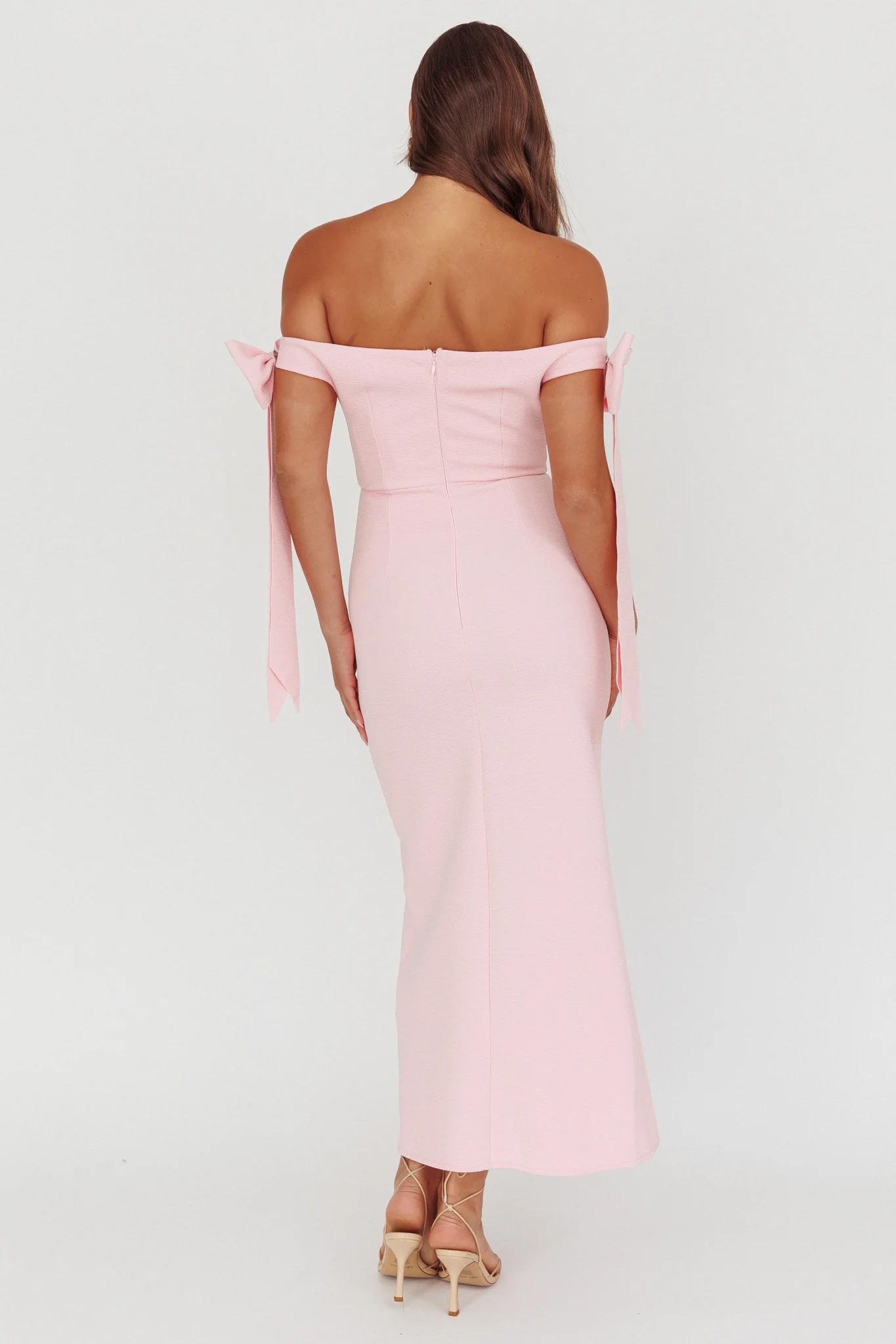 Have Faith Off-Shoulder Bow Sleeve Maxi Dress Baby Pink - Image 2