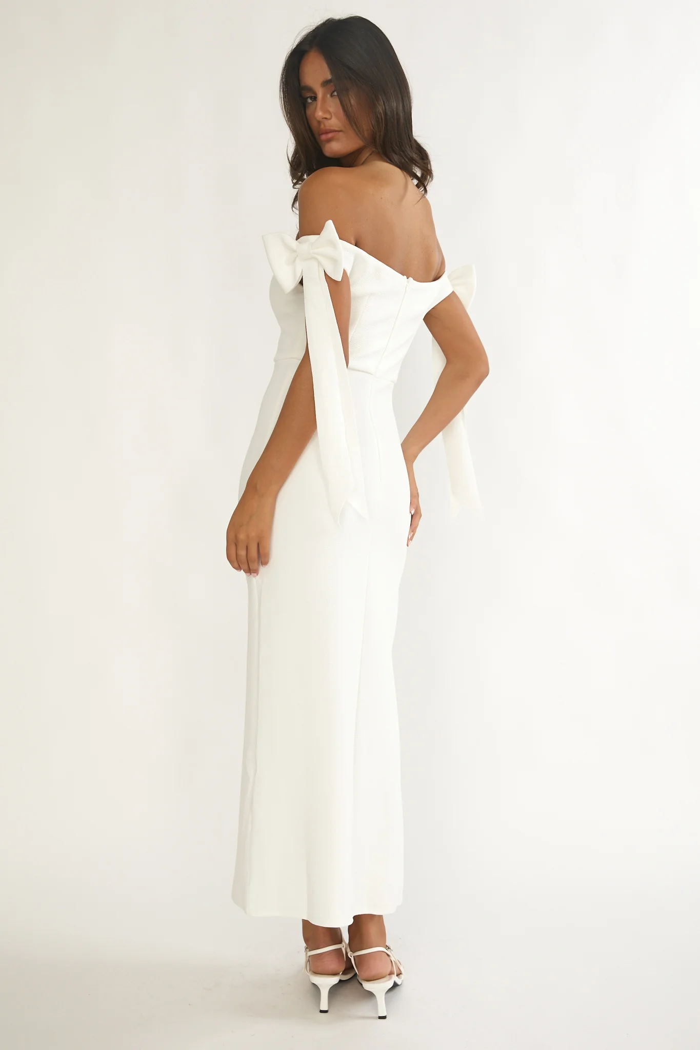 Have Faith Off-Shoulder Bow Sleeve Maxi Dress White - Image 5
