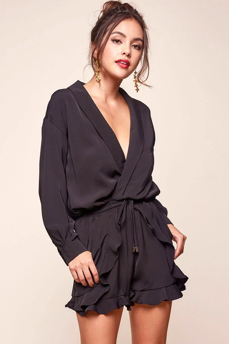 Hayley Classy Tuxedo Romper Black - Image 3