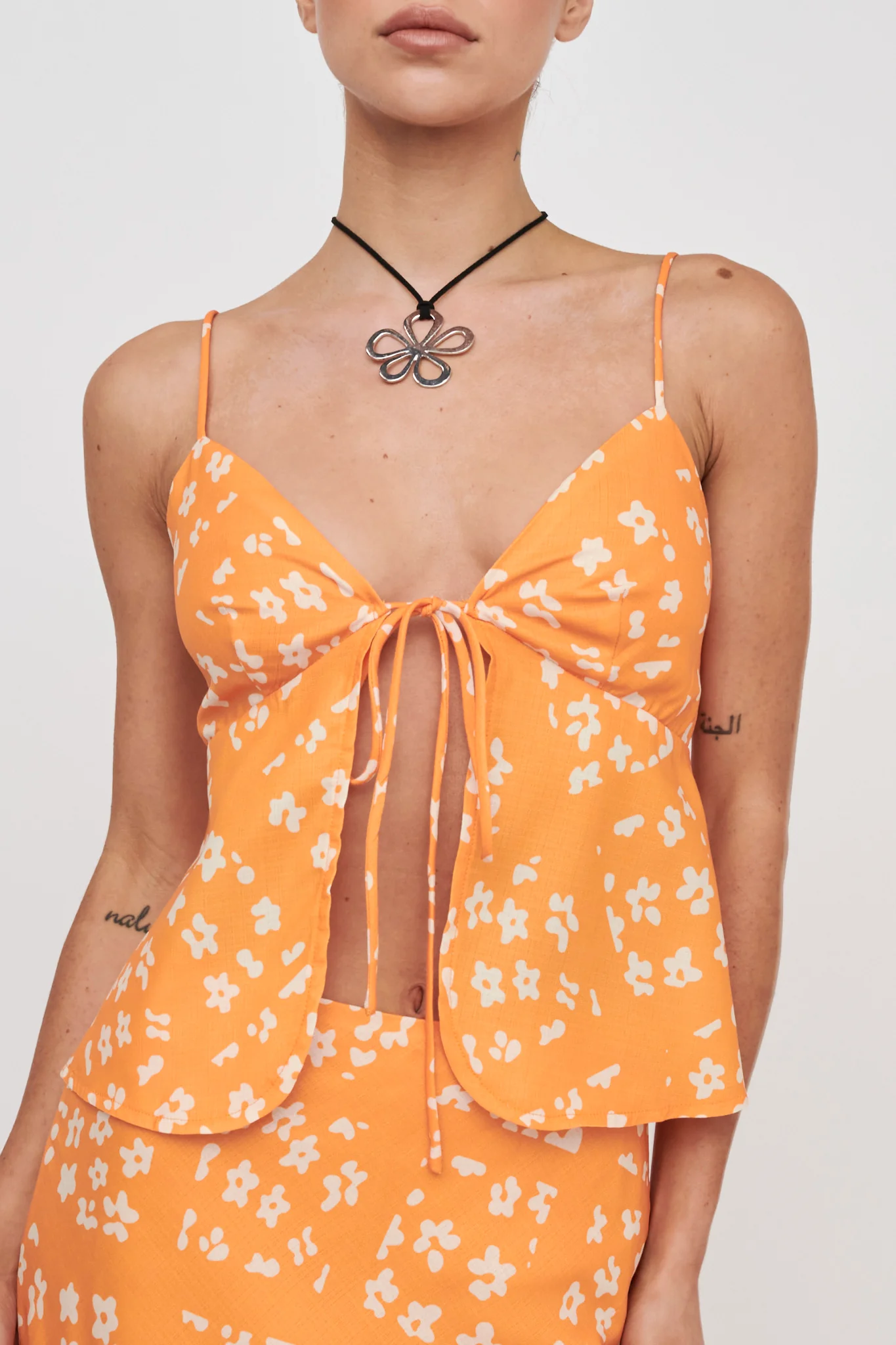 Heart & Soul Tie Front Top Floral Orange - Image 5
