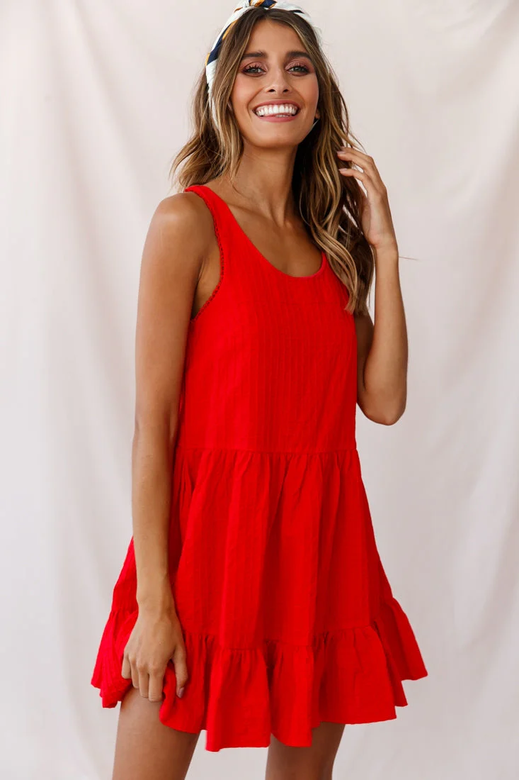 Heather Round Neck Swing Dress Red - Image 2
