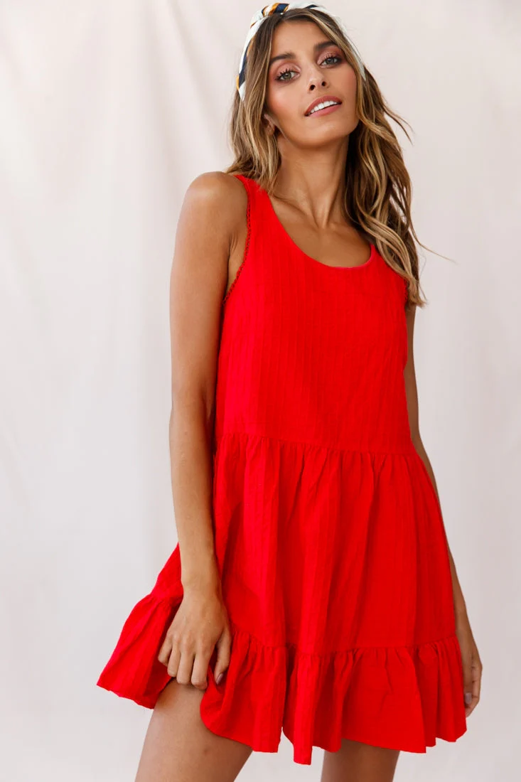 Heather Round Neck Swing Dress Red - Image 6