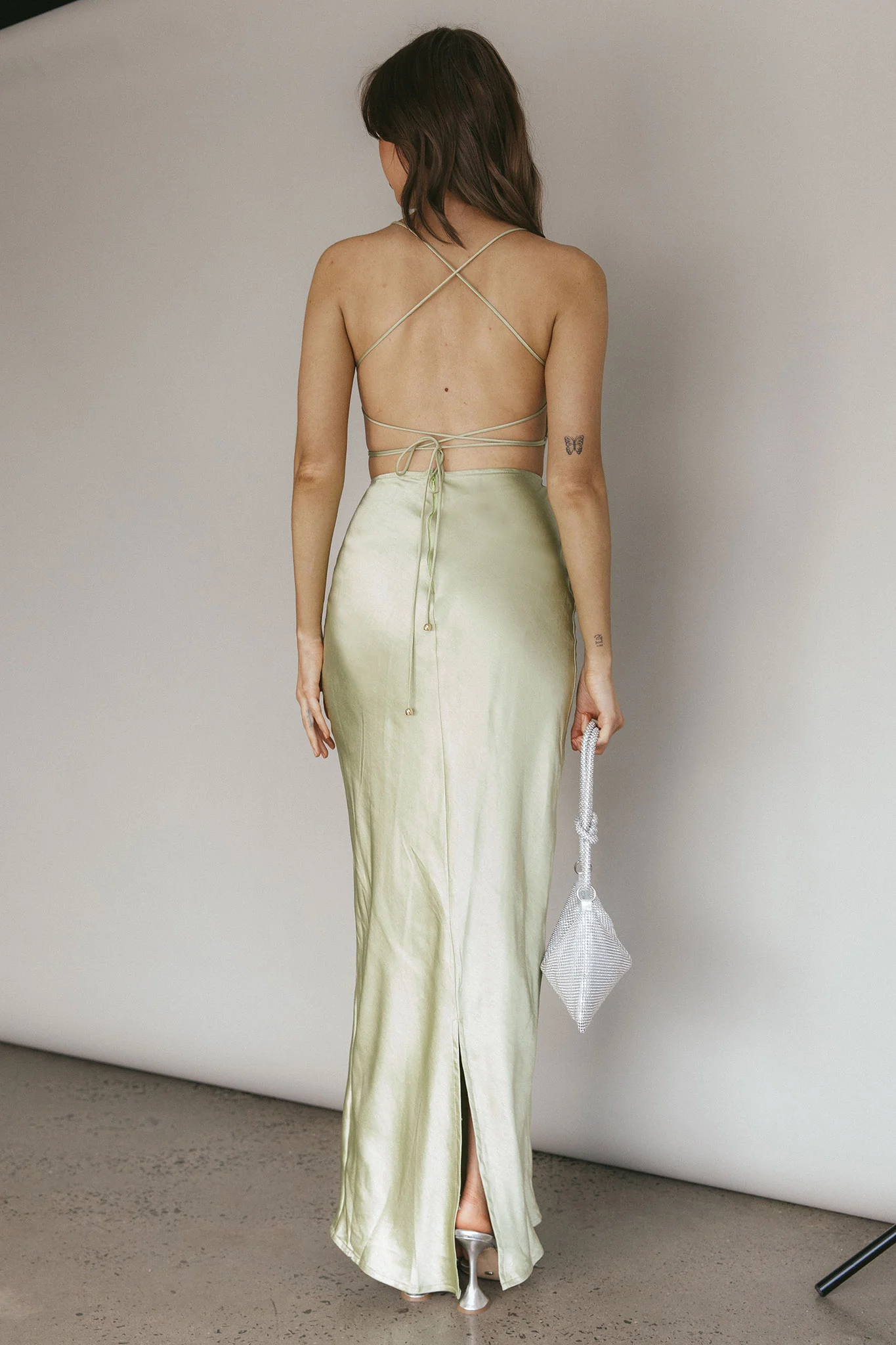 Heaven On Earth Lace-Up Back Maxi Dress Kiwi - Image 2