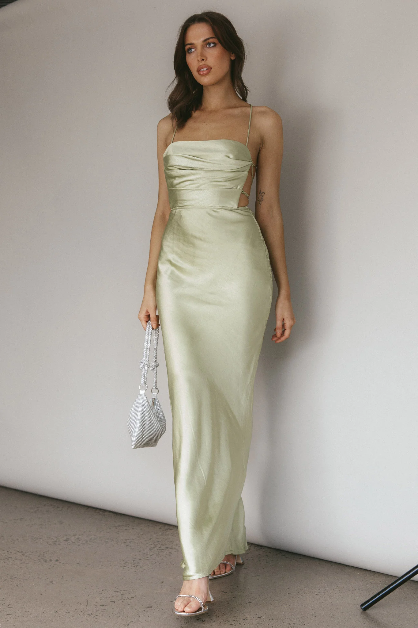 Heaven On Earth Lace-Up Back Maxi Dress Kiwi - Image 3