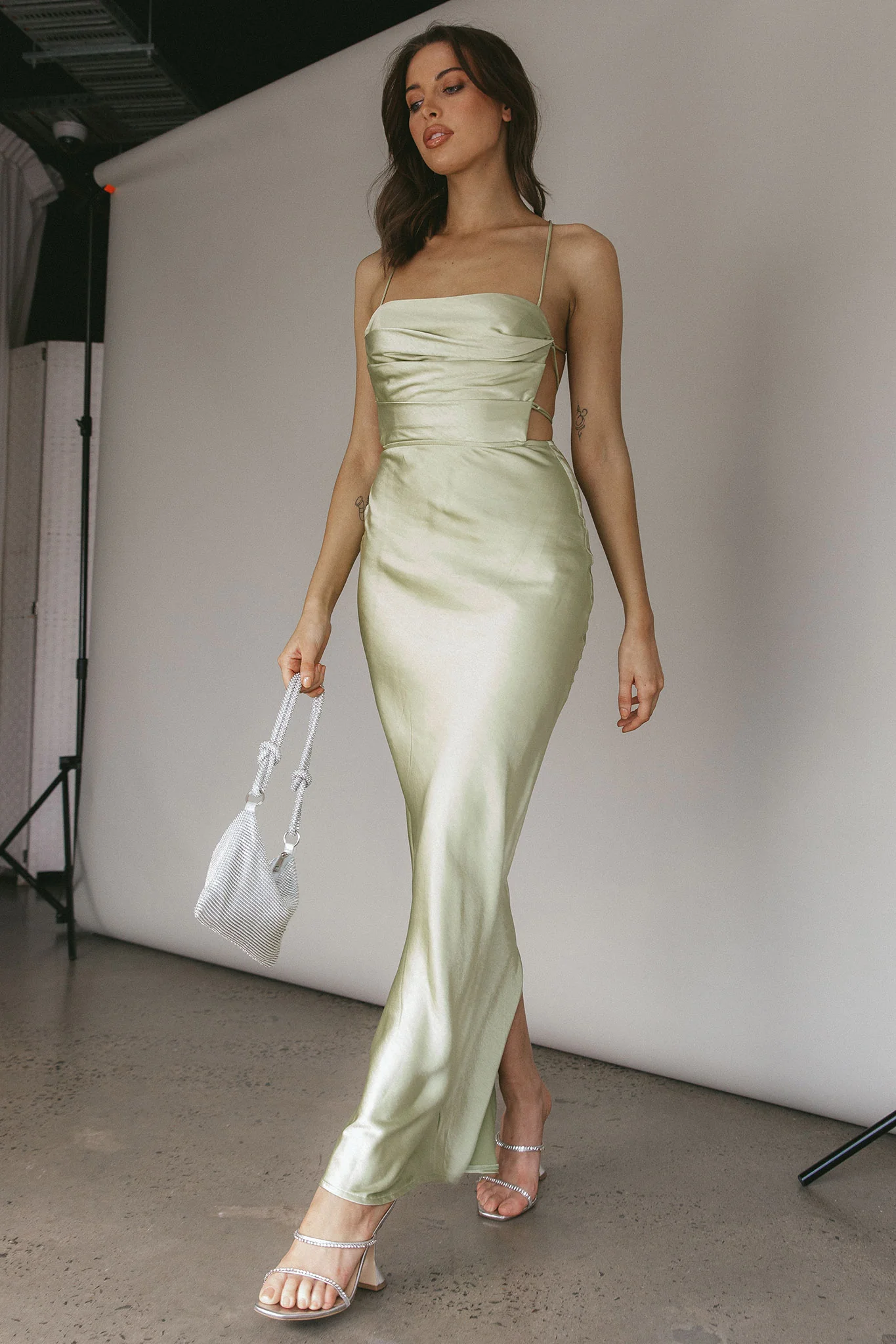 Heaven On Earth Lace-Up Back Maxi Dress Kiwi - Image 7