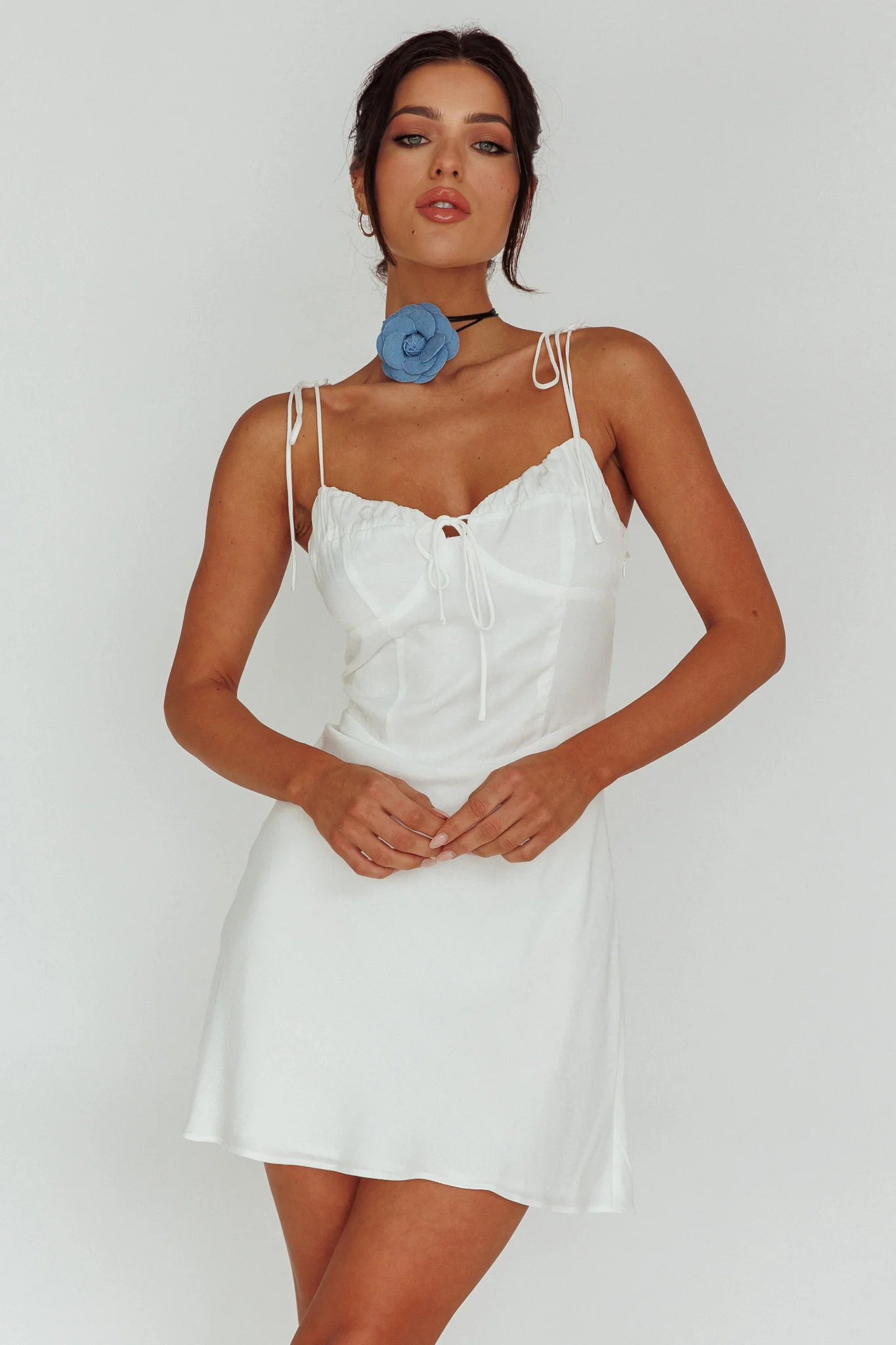 Heavenly Feels Tied Shoulder Mini Dress White - Image 5