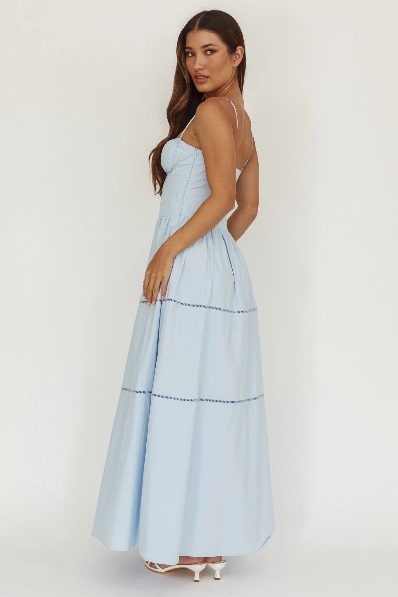 Heavenly Glow Gathered Bust A-Line Maxi Dress Blue - Image 2