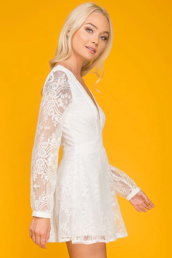 Helena Embroidered Sleeve Romper White - Image 3