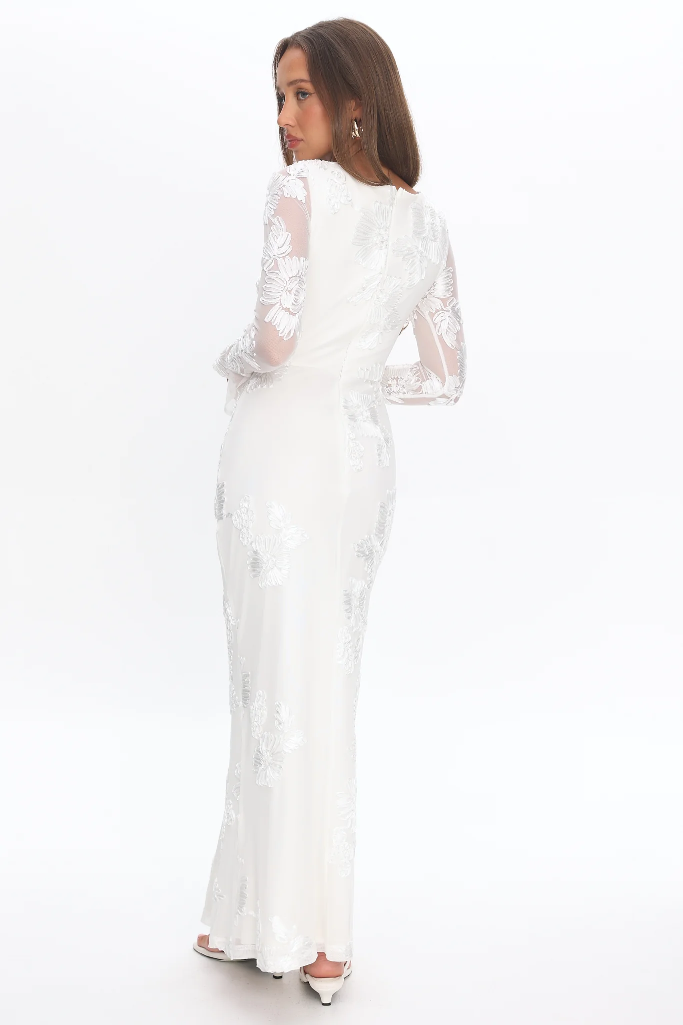Helsi Long Sleeve Embellished Maxi Dress White - Image 2