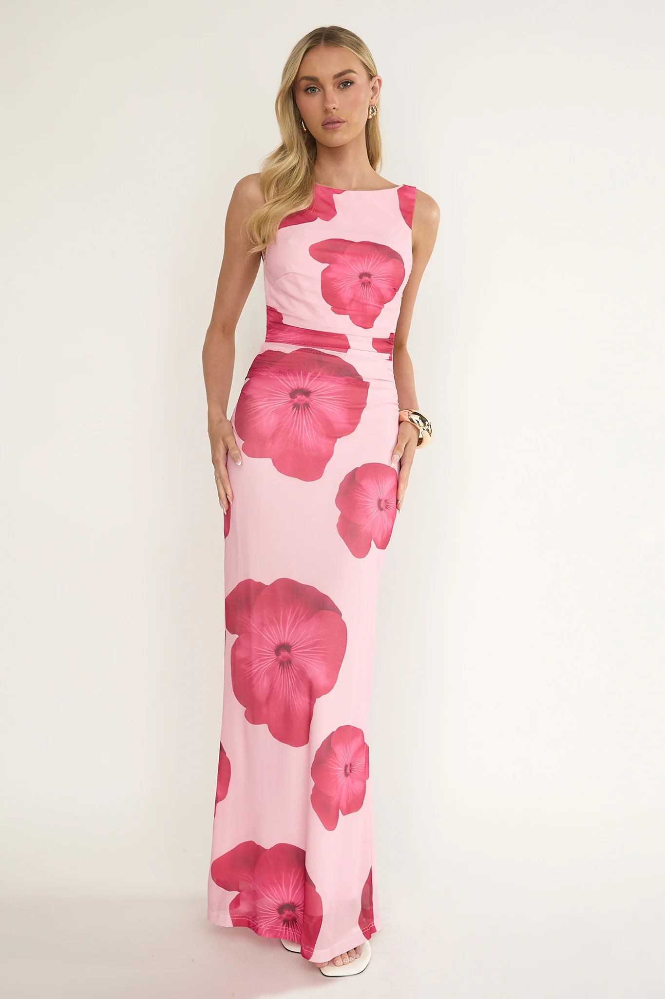Helsi Low Back Maxi Dress Floral Pink - Image 5