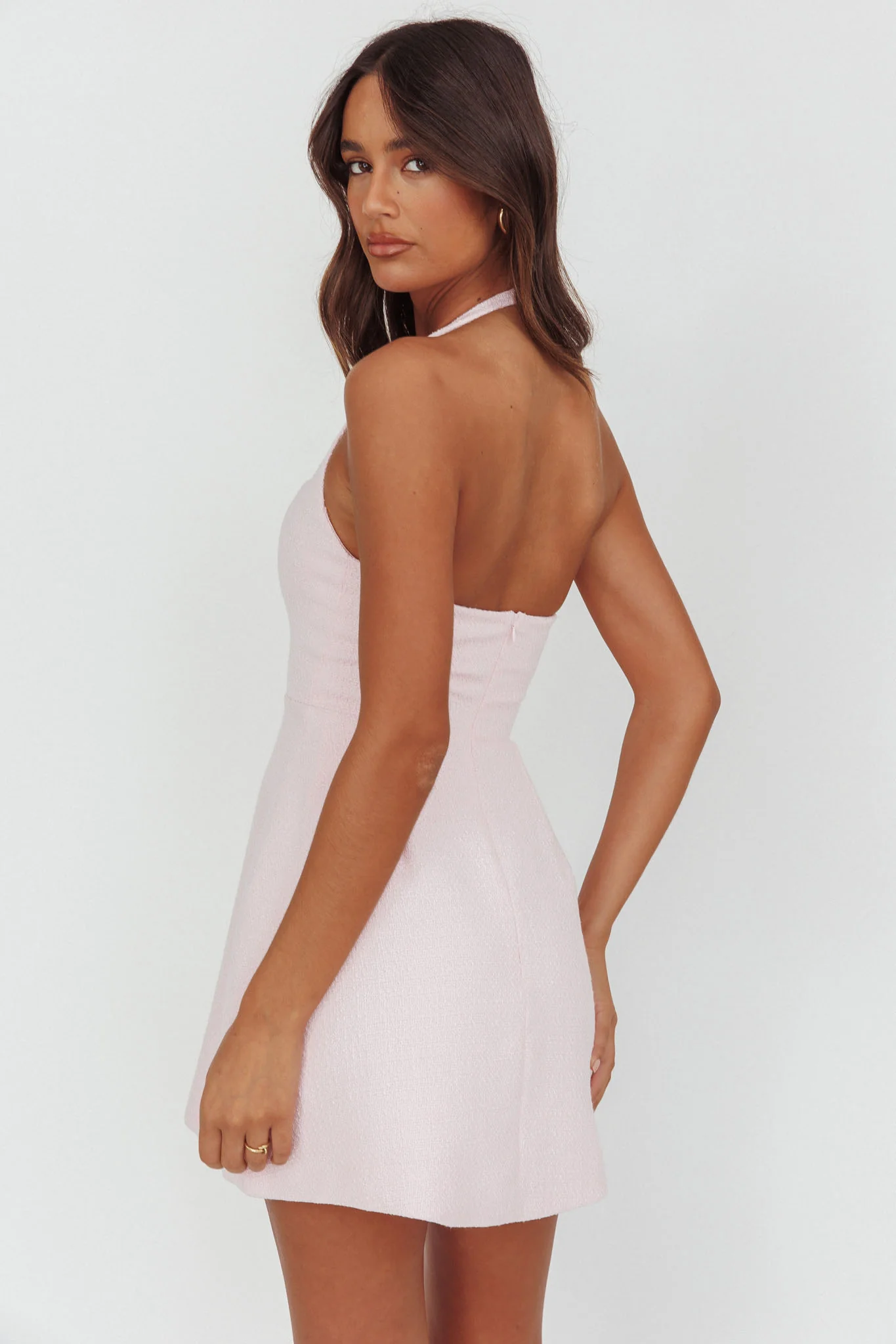 Hendrix Halterneck A-Line Mini Dress Pink - Image 2