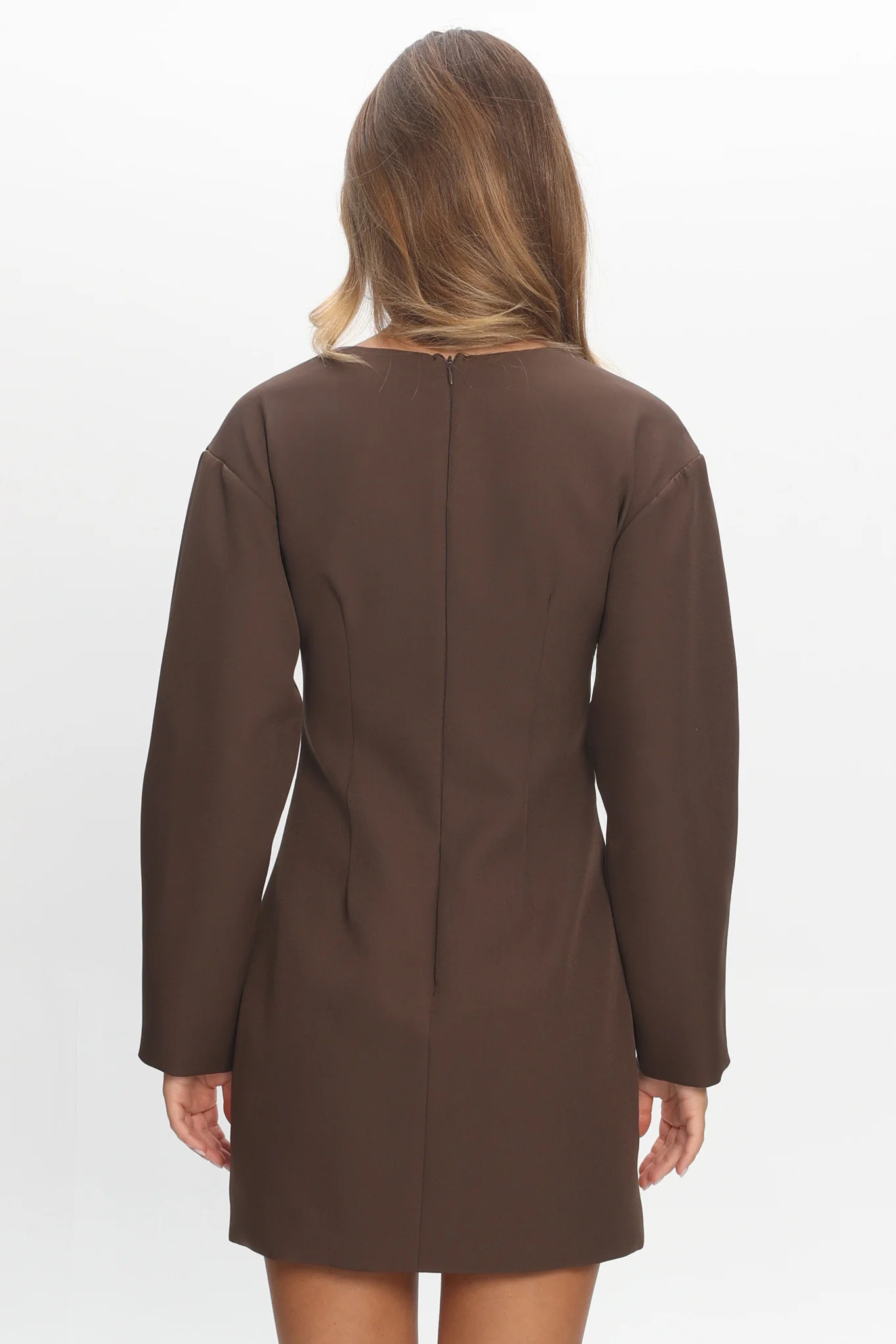 Hendrix Long Sleeve Mini Dress Chocolate - Image 3
