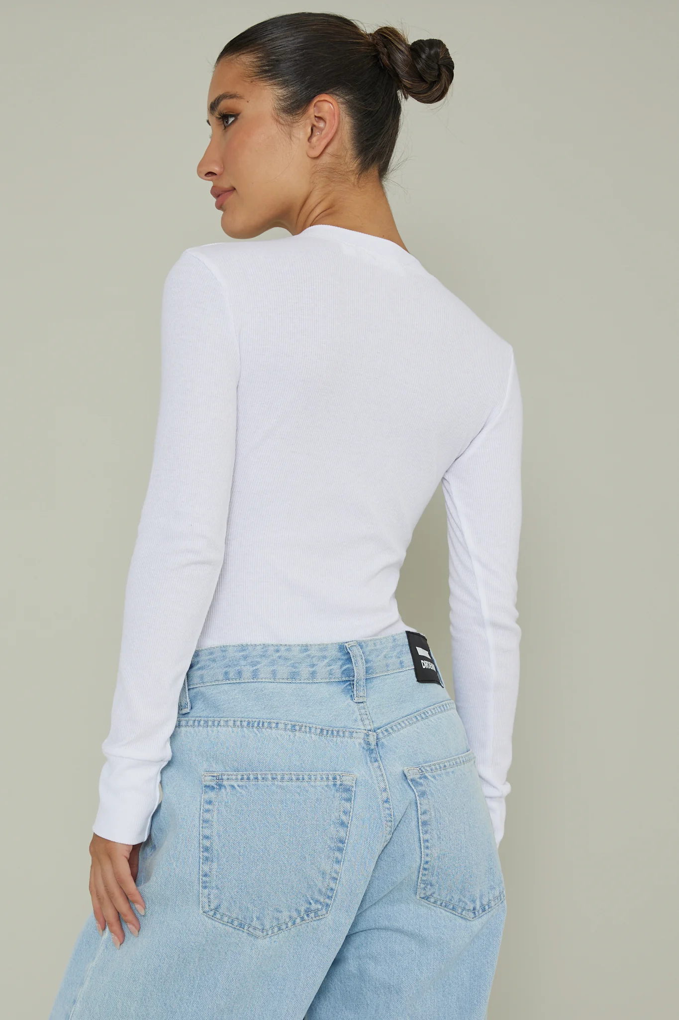 Henley Snap Front Bodysuit White - Image 2