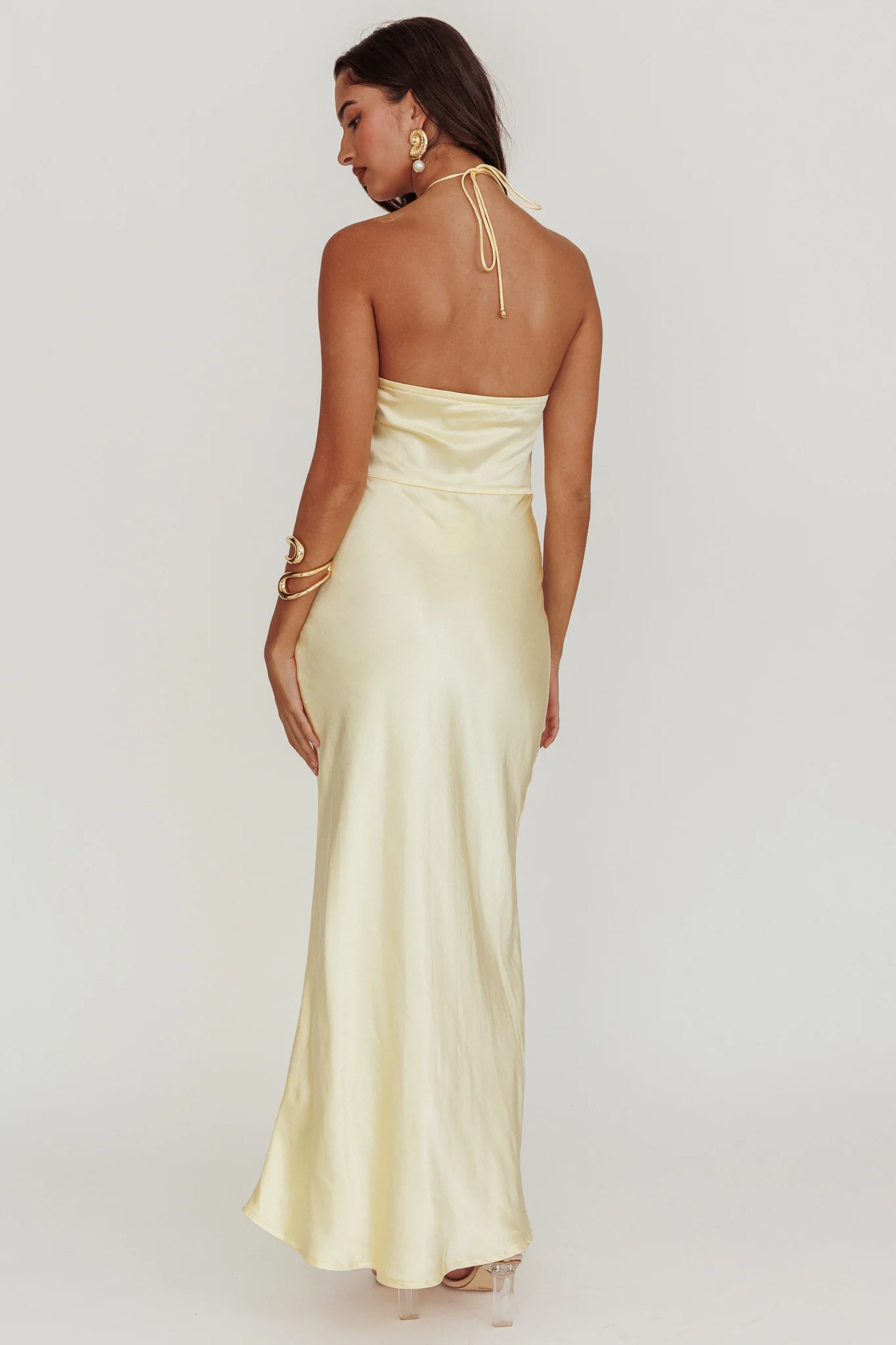 High Roller Flower Decoration Halter Dress Butter - Image 2