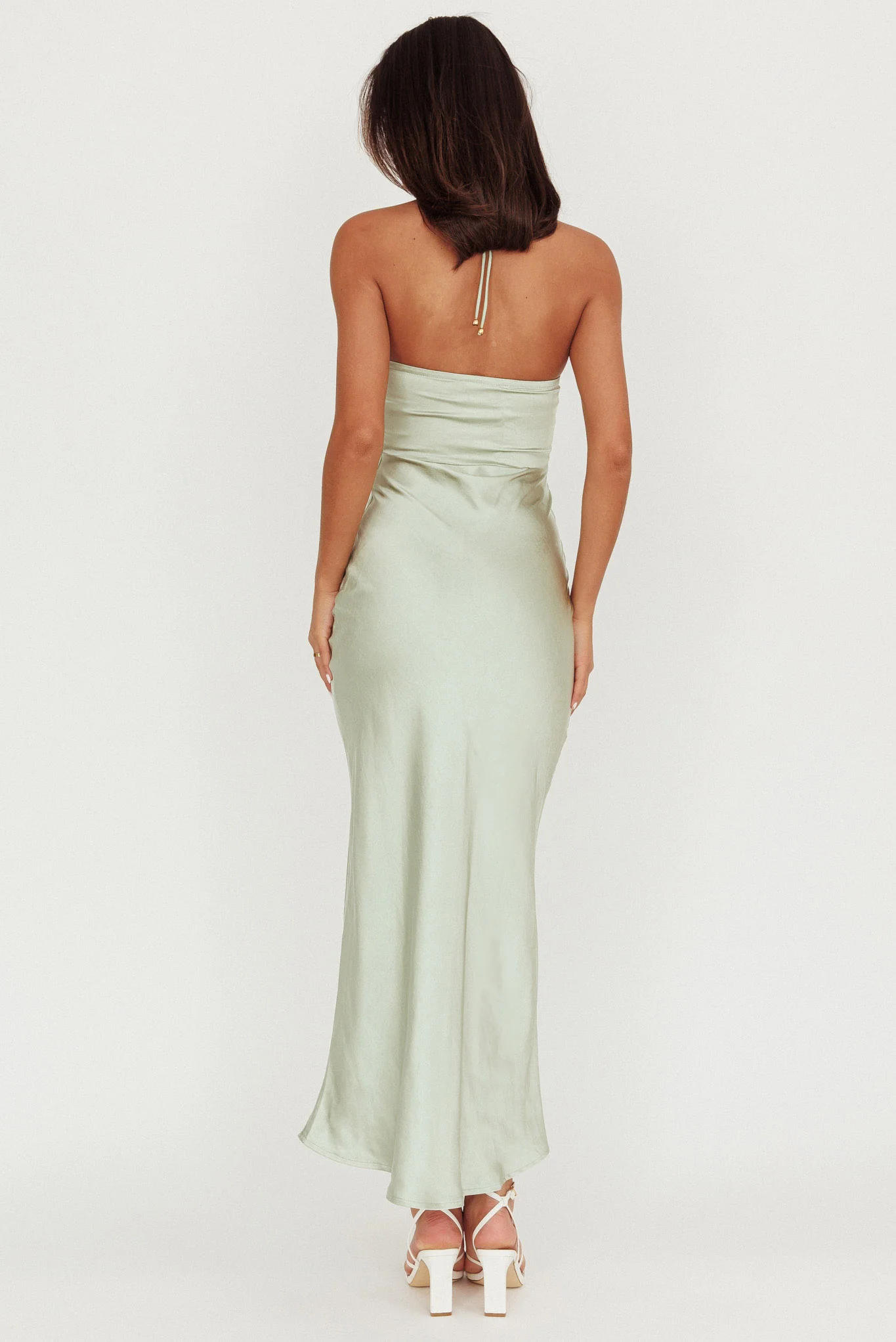 High Roller Flower Decoration Halter Dress Sage - Image 2