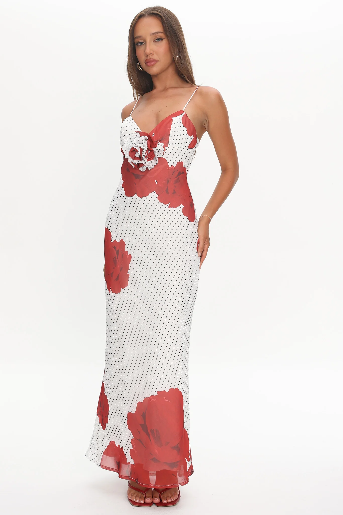 High Roller Rosette Maxi Dress Print White - Image 2