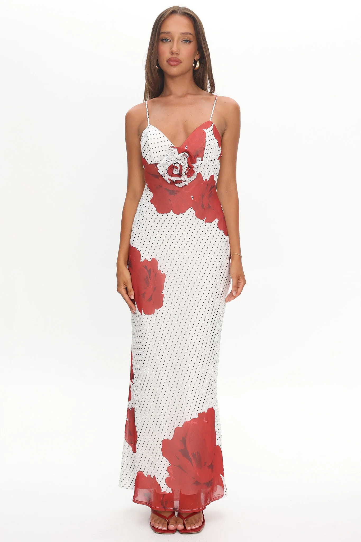 High Roller Rosette Maxi Dress Print White - Image 5