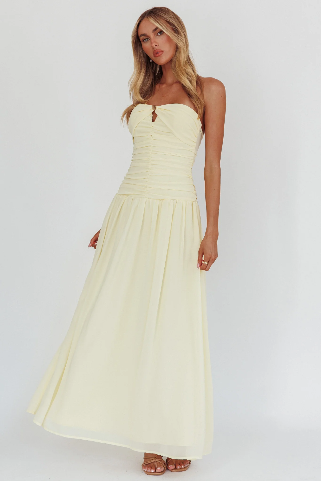 High Streets Strapless Maxi Dress Butter - Image 5