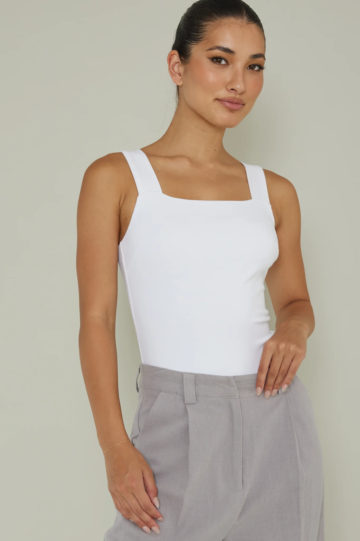 High Time Square Neckline Leotard White - Image 5