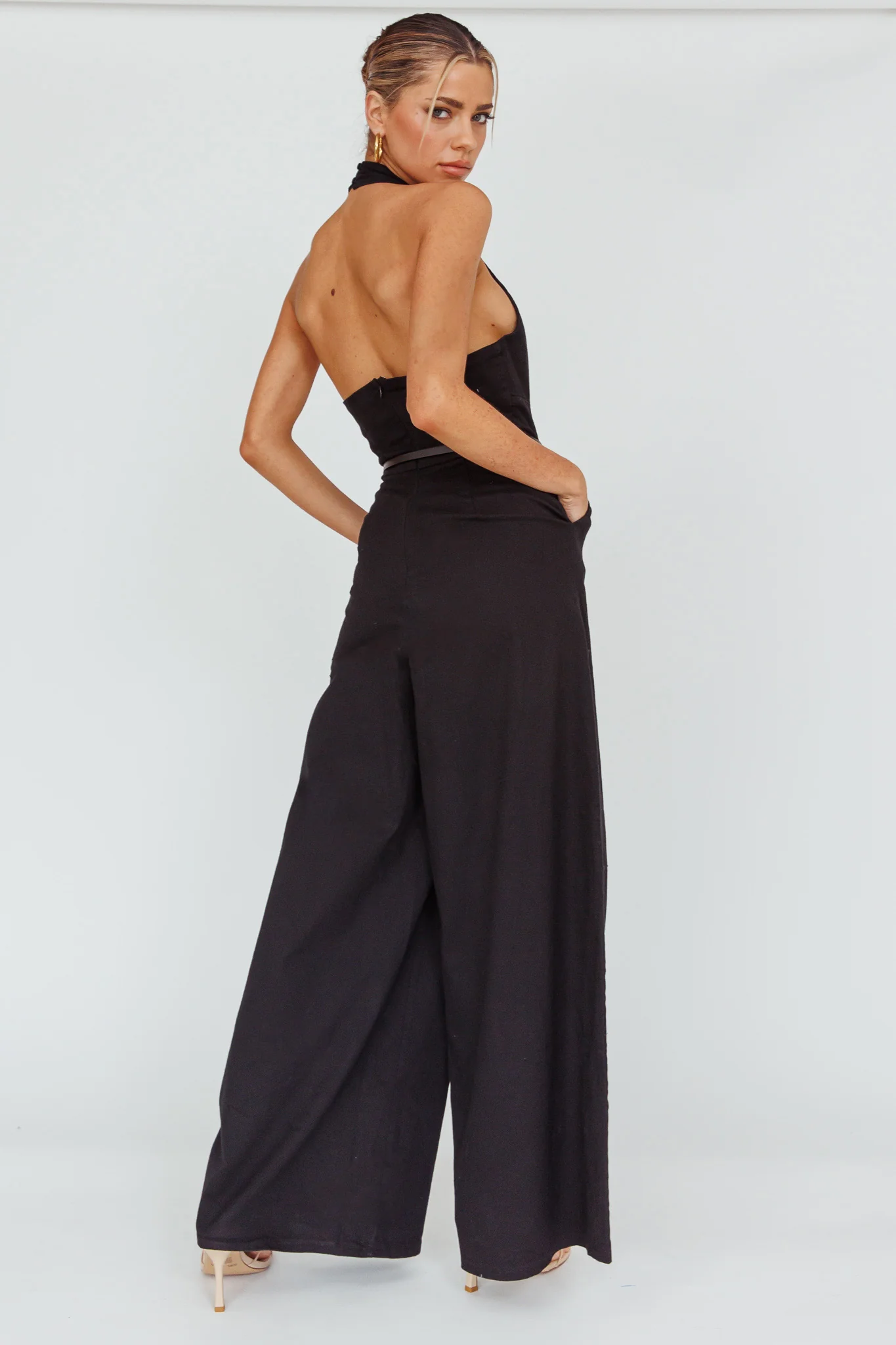 Hilaria Halterneck Jumpsuit Black - Image 2