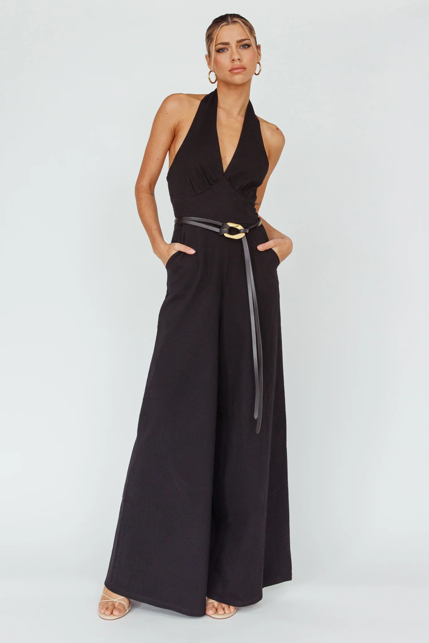 Hilaria Halterneck Jumpsuit Black - Image 3