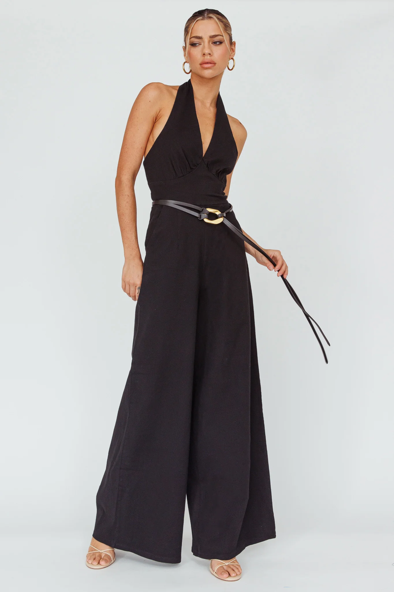 Hilaria Halterneck Jumpsuit Black - Image 5