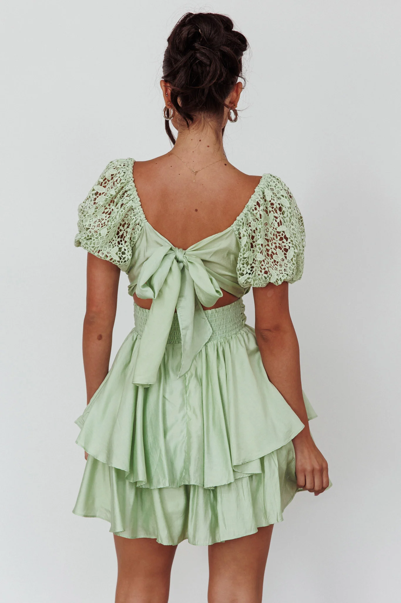 Hold My Halo Lace Sleeve Romper Sage - Image 2
