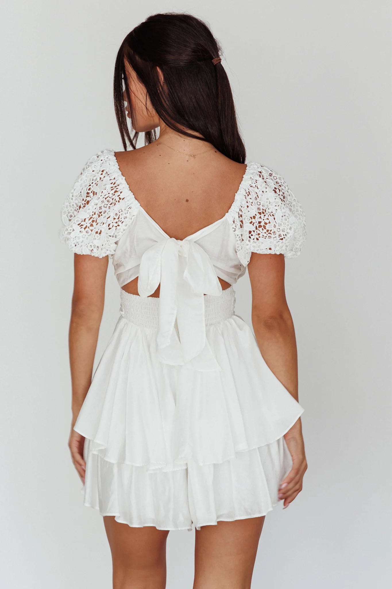 Hold My Halo Lace Sleeve Romper White - Image 2