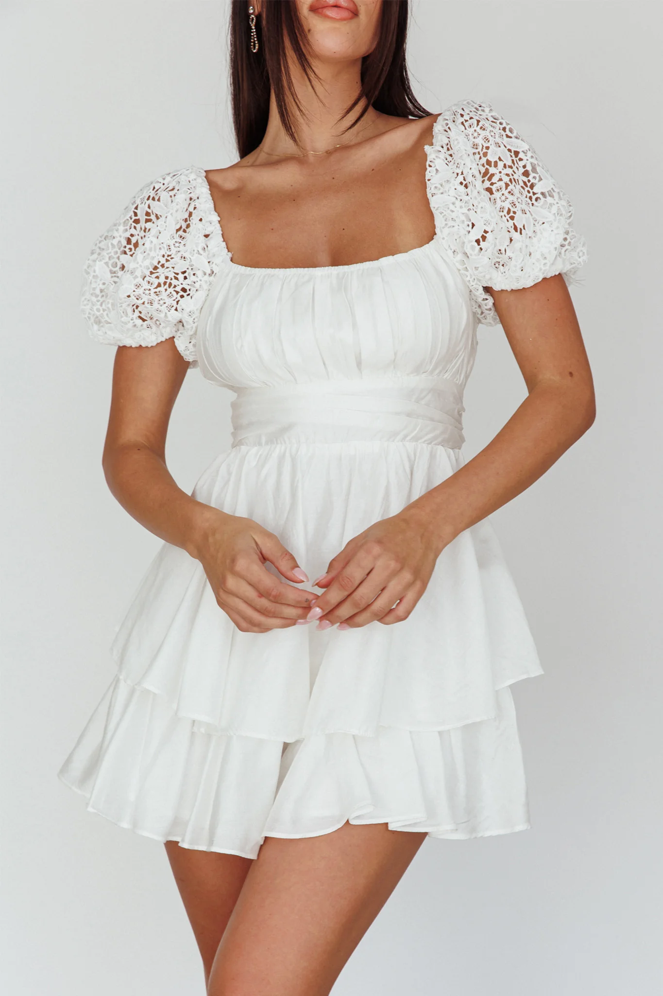 Hold My Halo Lace Sleeve Romper White - Image 4