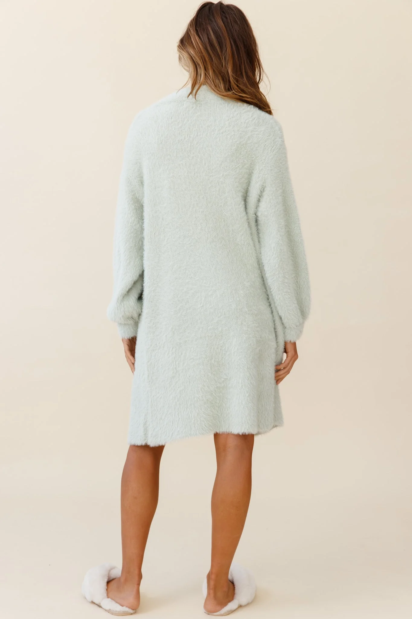 Hold The Phone Long Sleeve Duster Cardigan Sage - Image 3