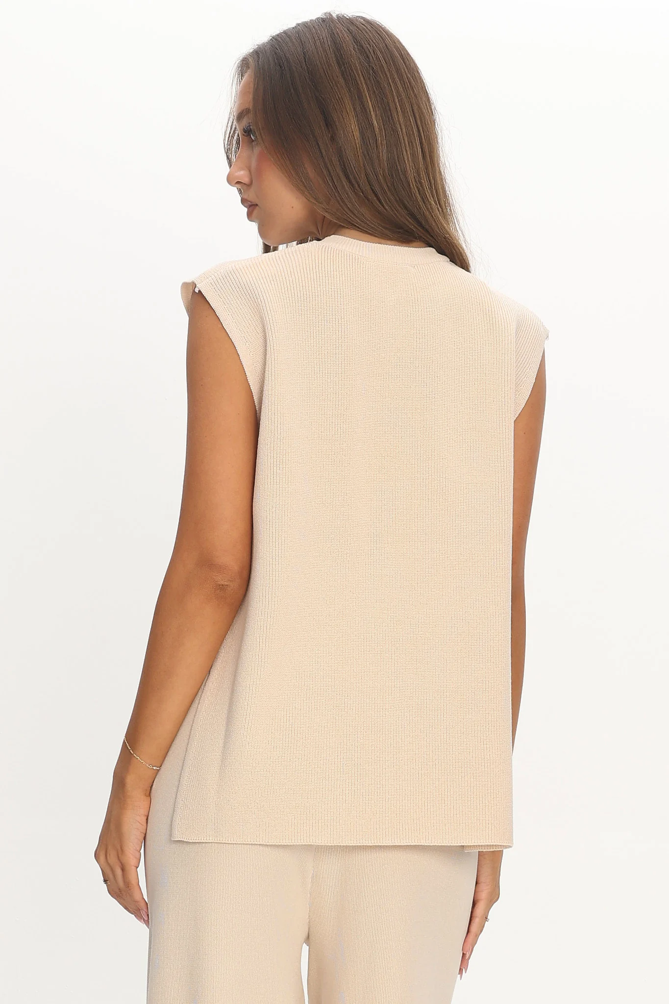 Homebody Side Slit Ribbed Knit Top Oat - Image 3