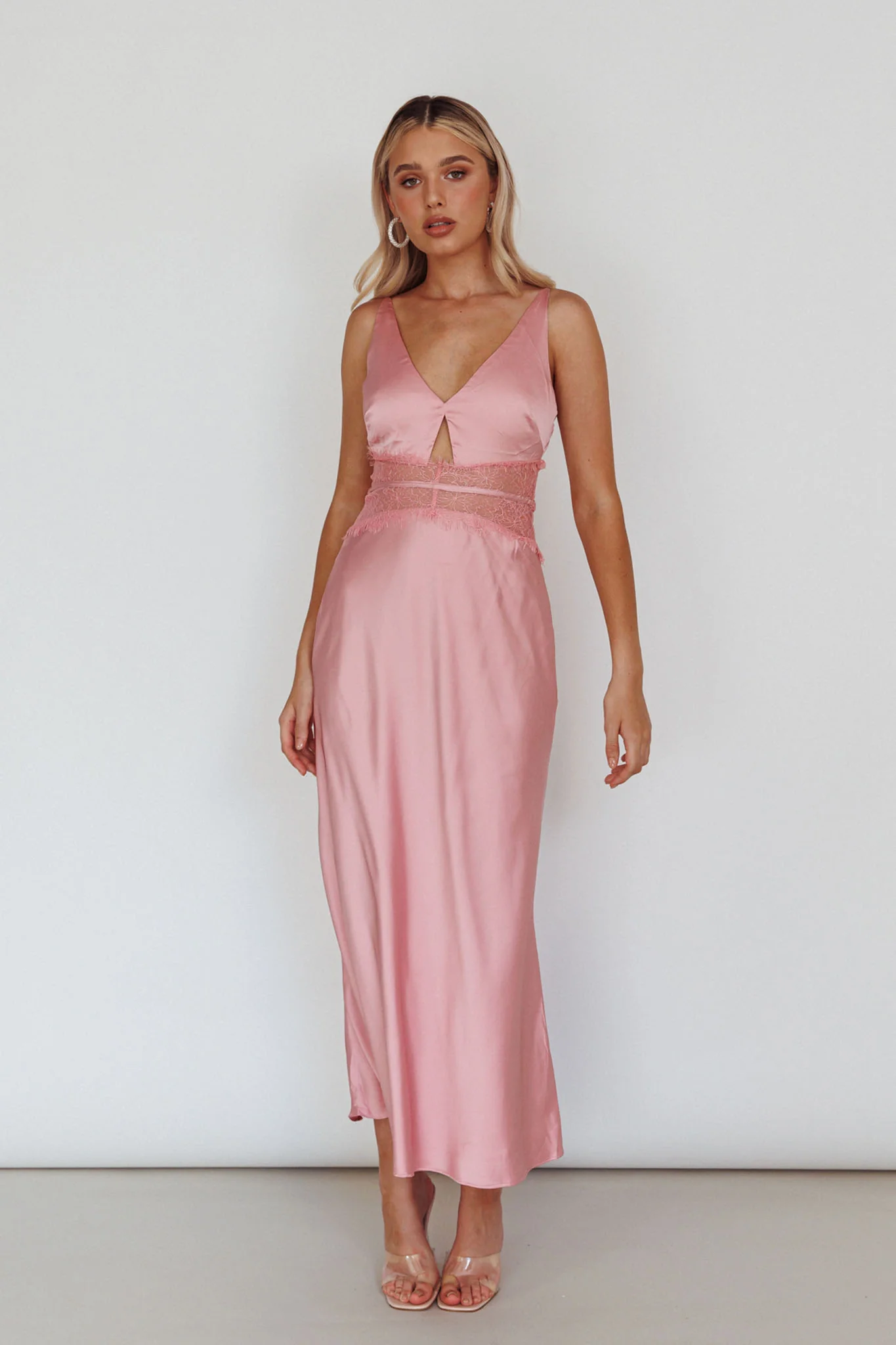Honeybee Lace Trim Maxi Dress Blush - Image 6