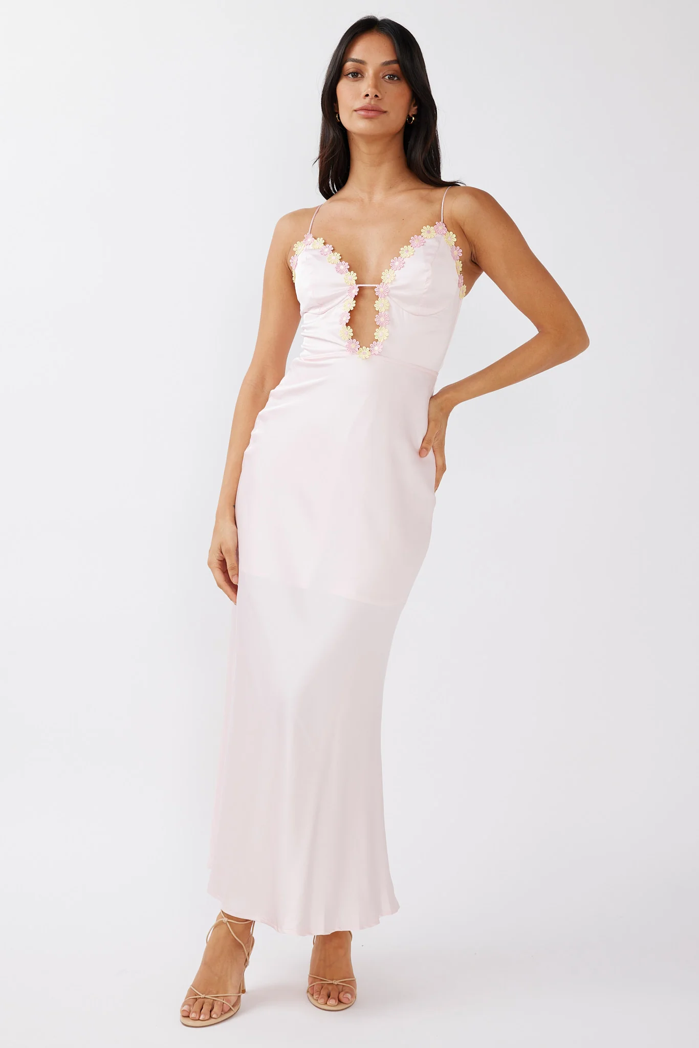 Honeysuckle Floral Neckline Midi Dress Pink - Image 6