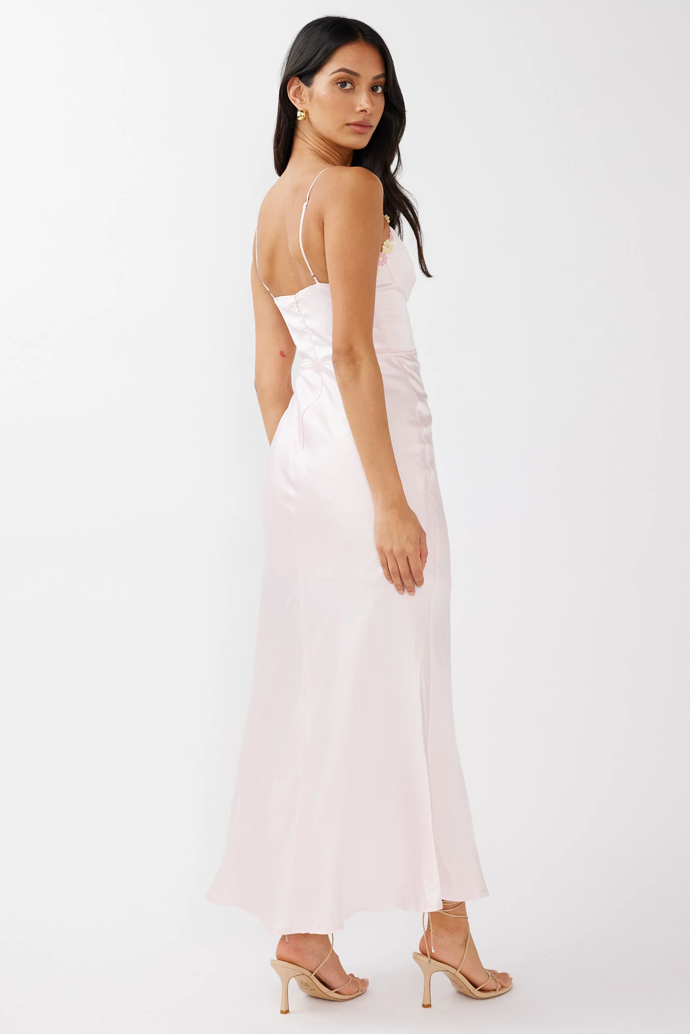 Honeysuckle Floral Neckline Midi Dress Pink - Image 8