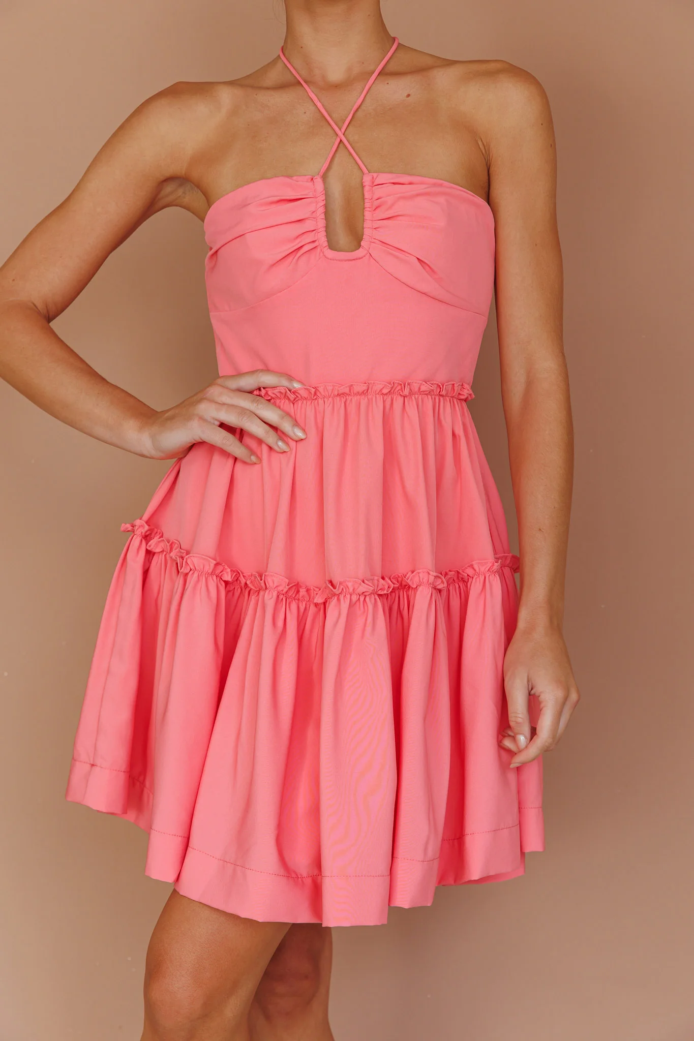 Horizons Frill Trim Mini Dress Pink - Image 4