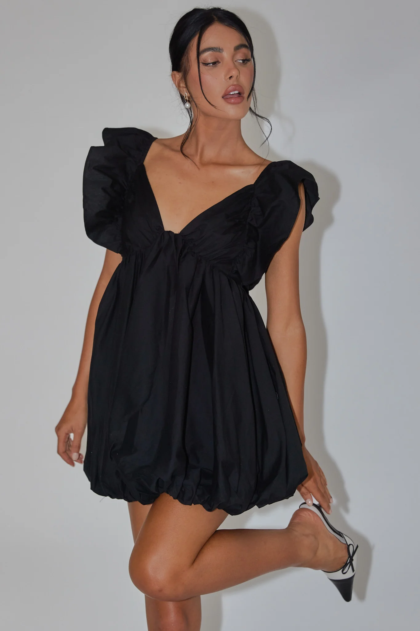 Horoscope Bubble Hem Mini Dress Black - Image 5