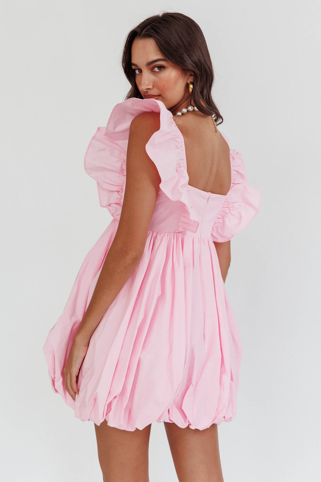 Horoscope Bubble Hem Mini Dress Blush - Image 3