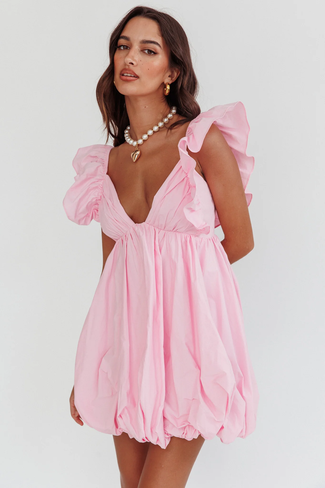 Horoscope Bubble Hem Mini Dress Blush - Image 6