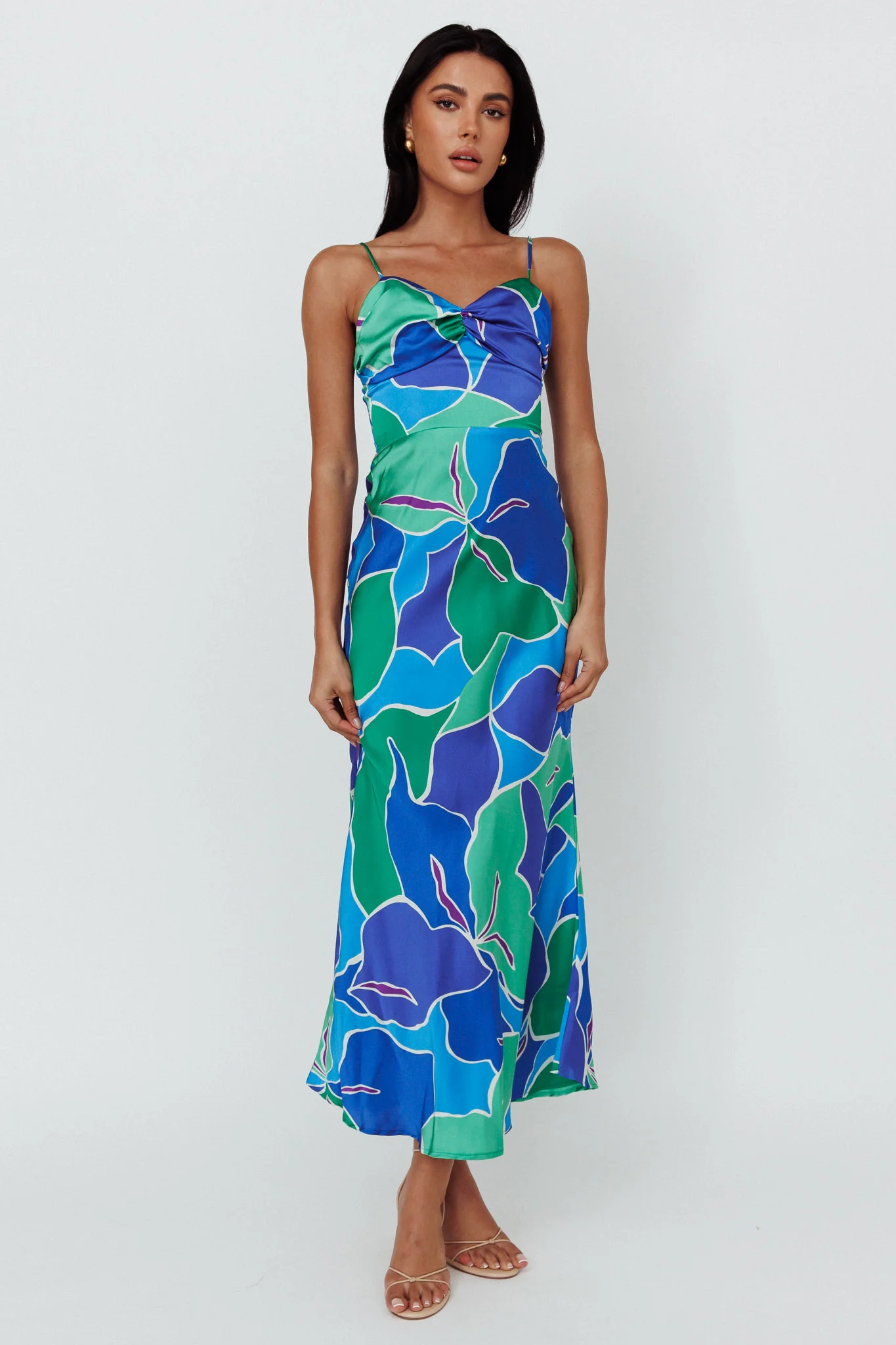 Hula Sweetheart Midi Dress Floral Blue - Image 3
