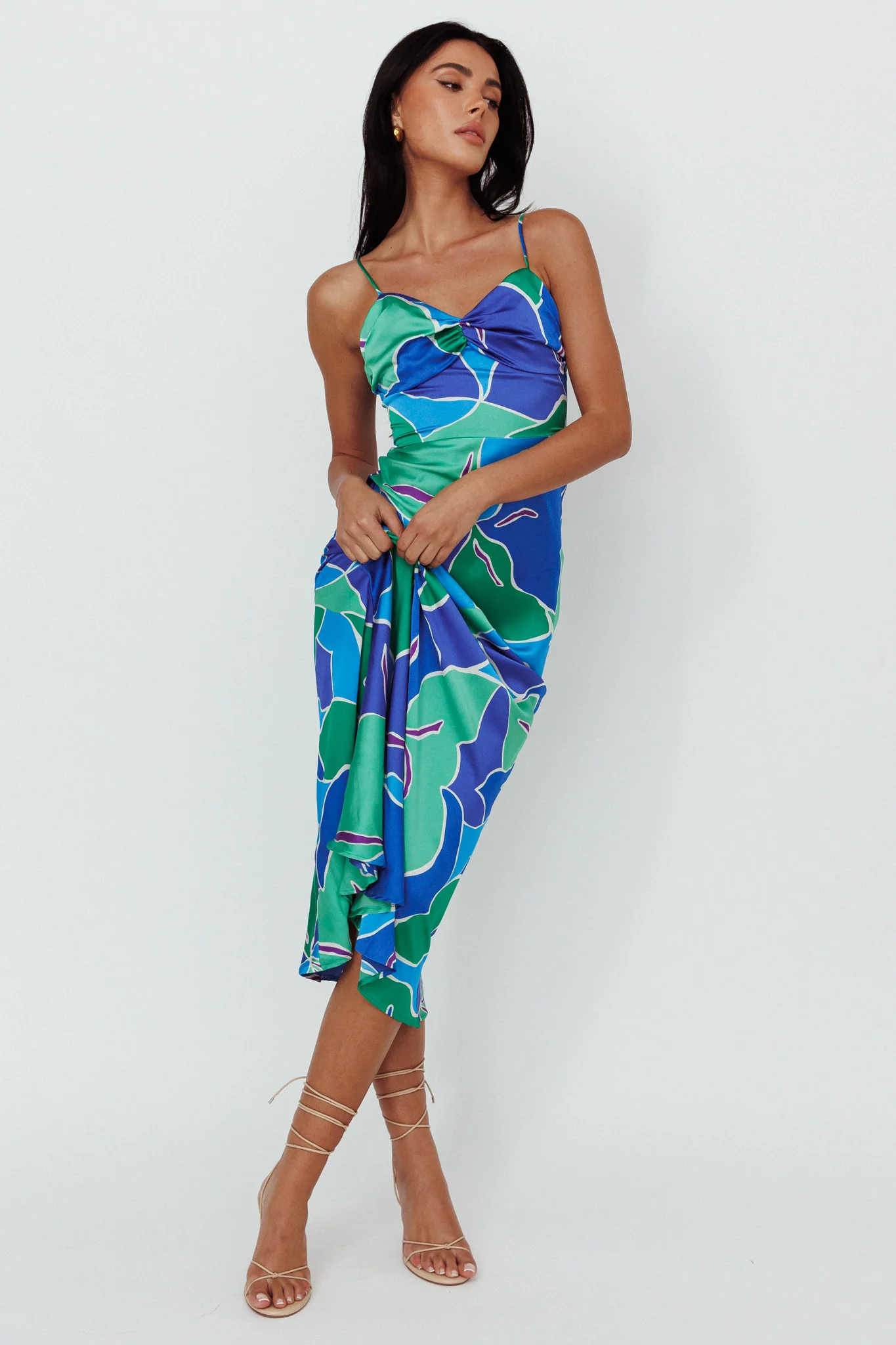 Hula Sweetheart Midi Dress Floral Blue - Image 5