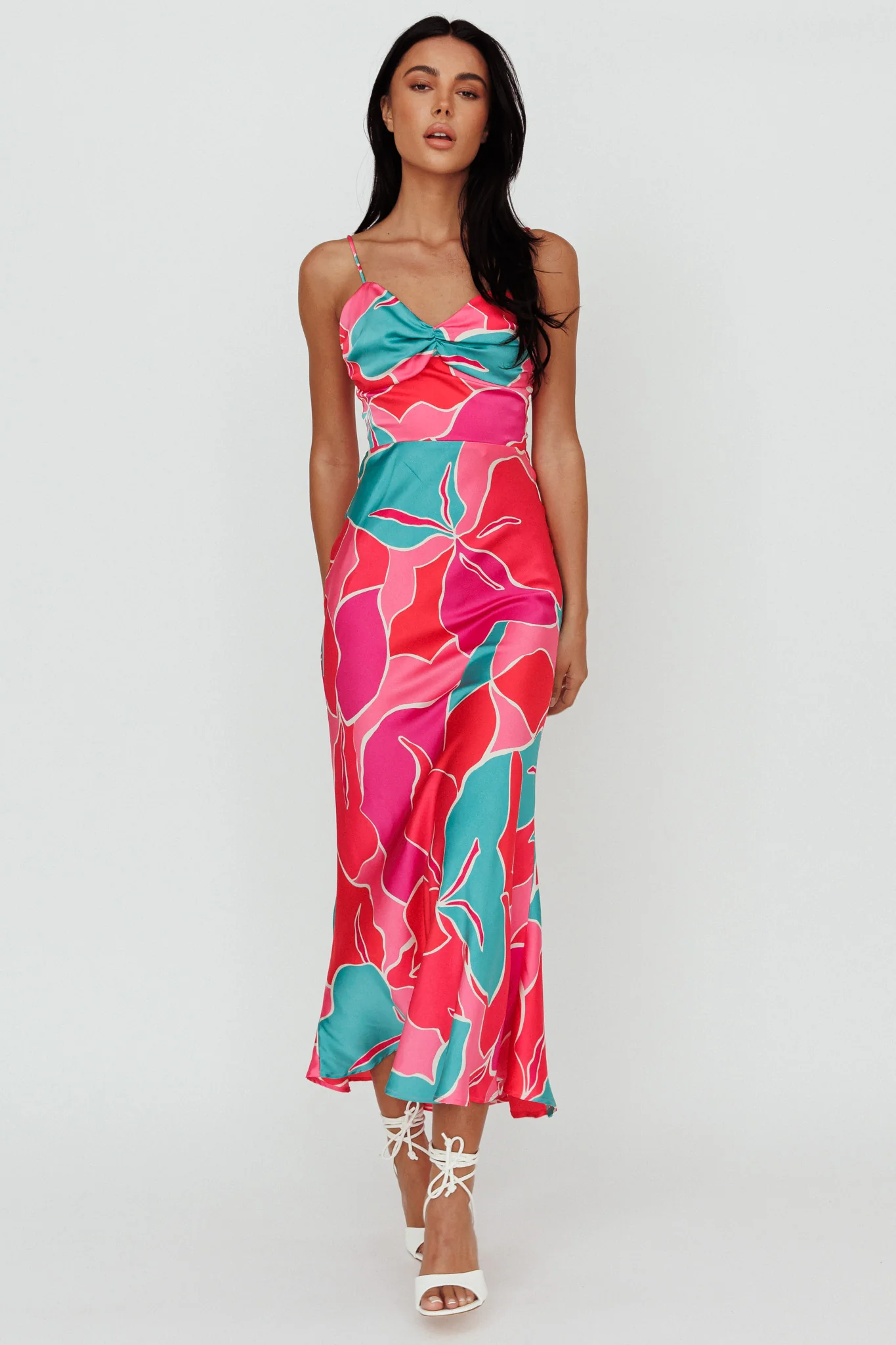 Hula Sweetheart Midi Dress Floral Red - Image 3