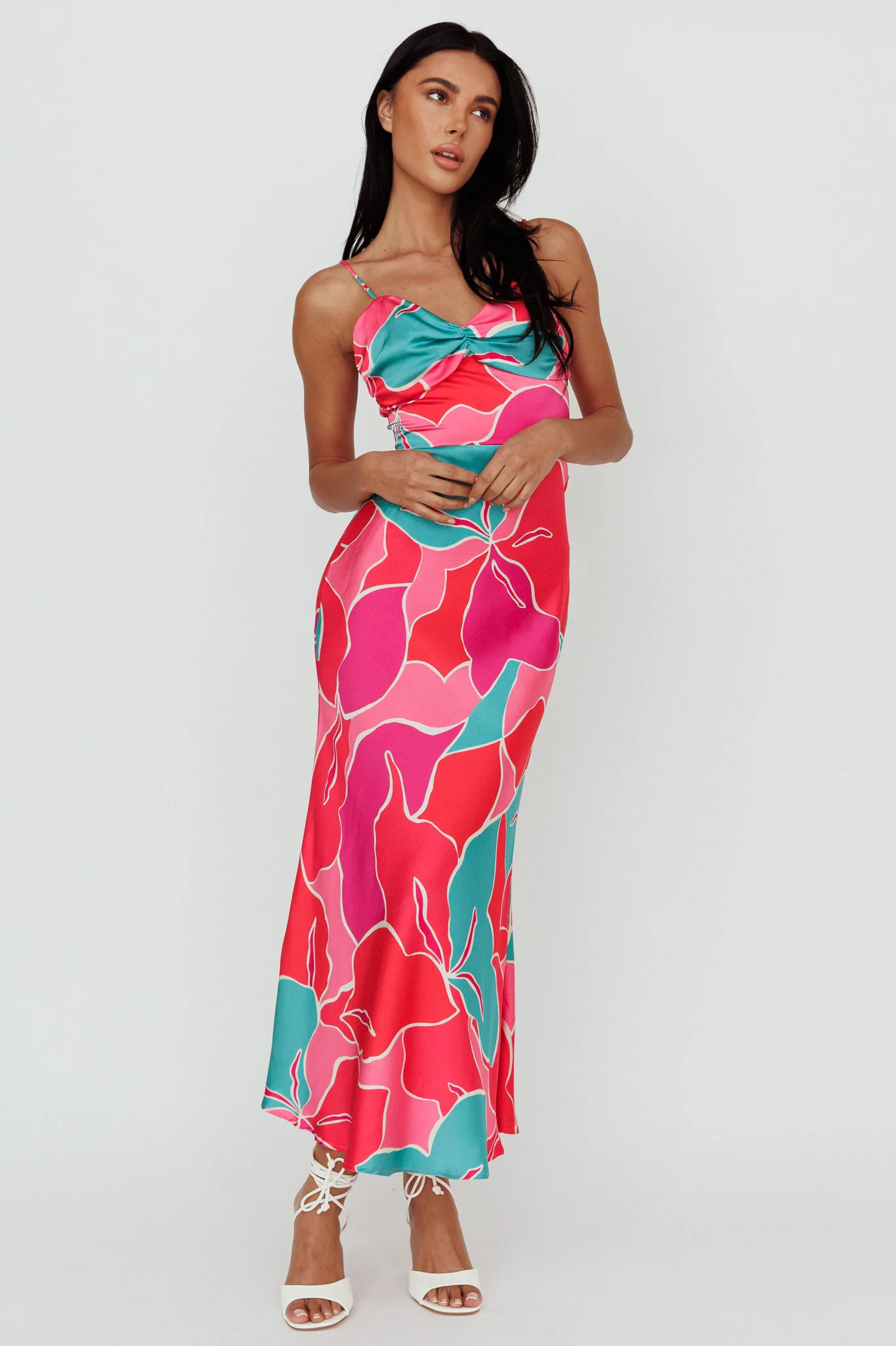 Hula Sweetheart Midi Dress Floral Red - Image 5