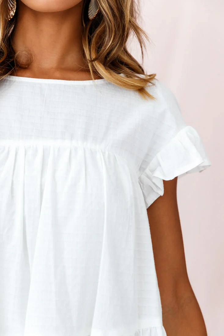 Hyacinth Ruffle Sleeve Smock Dress White - Image 11