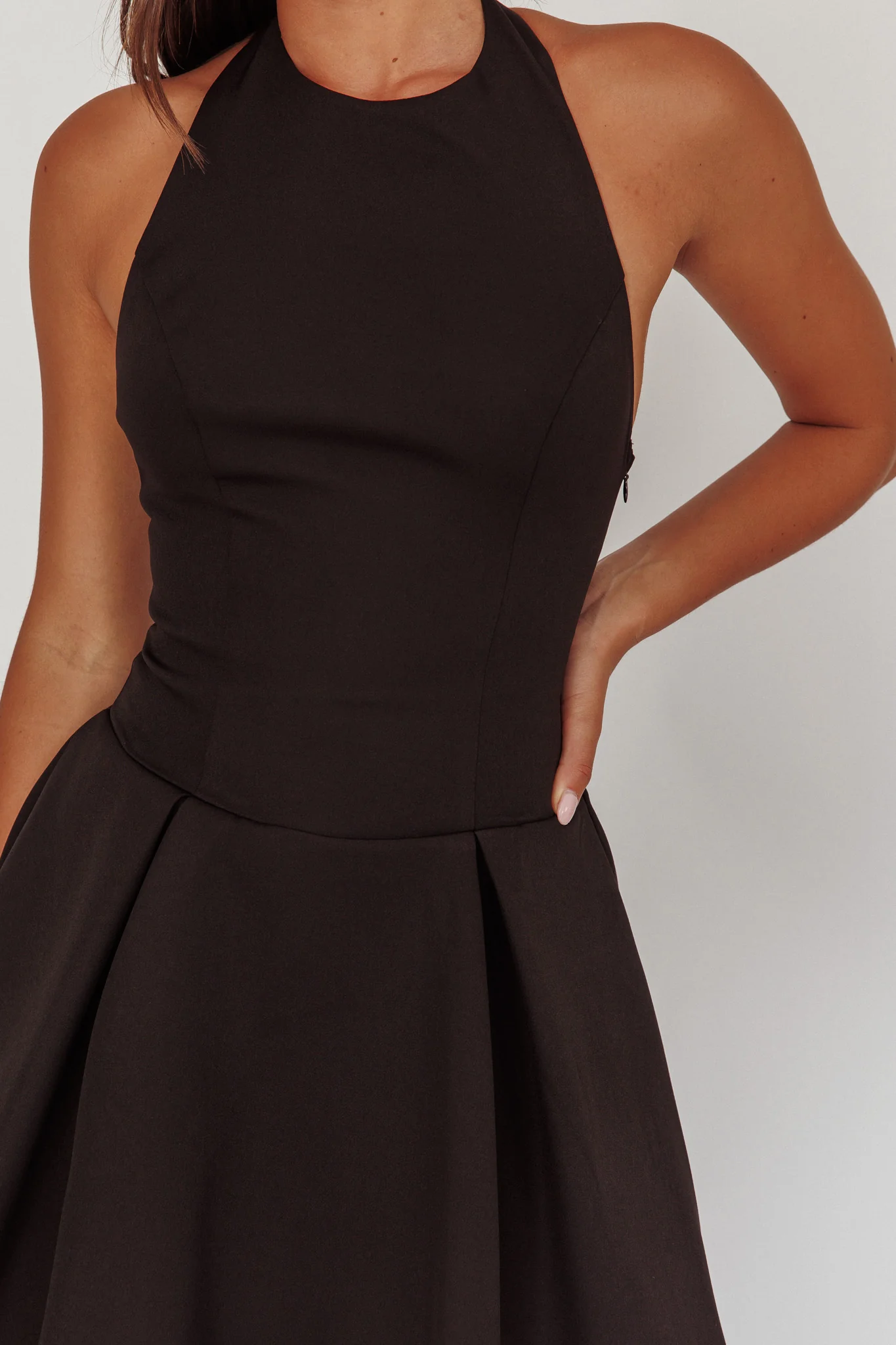 Hype Girl Box Pleat Mini Dress Black - Image 3