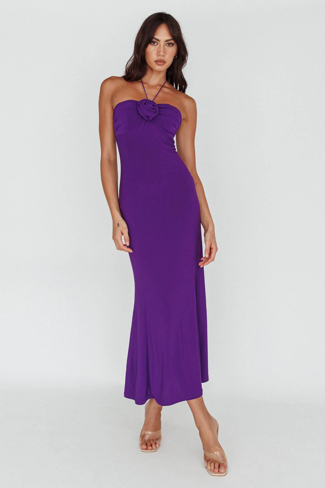 Ibiza Sunset Bust Flower Midi Dress Purple - Image 5