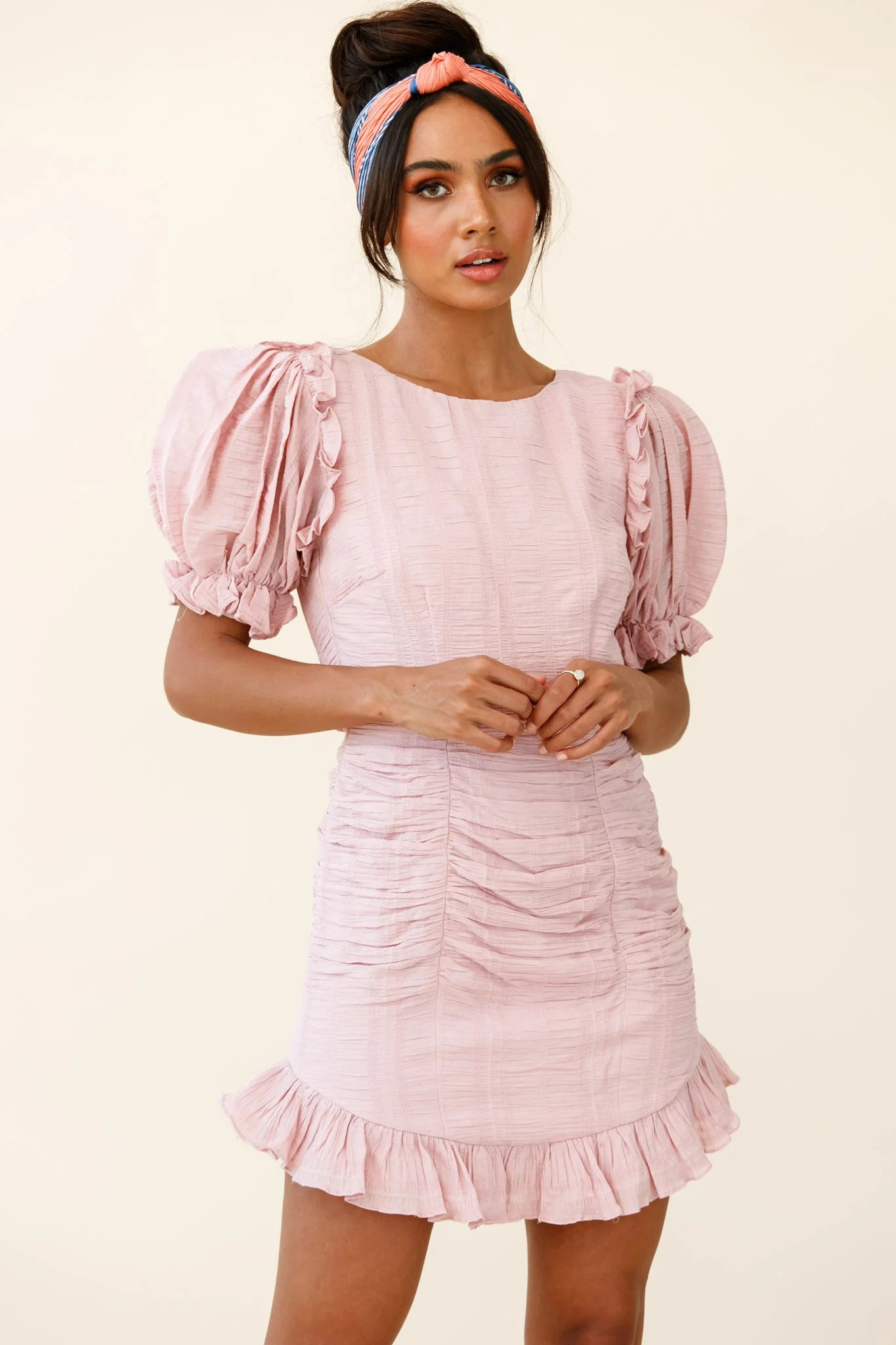Icing On The Cake Open Back Ruched Dress Blush - Image 6