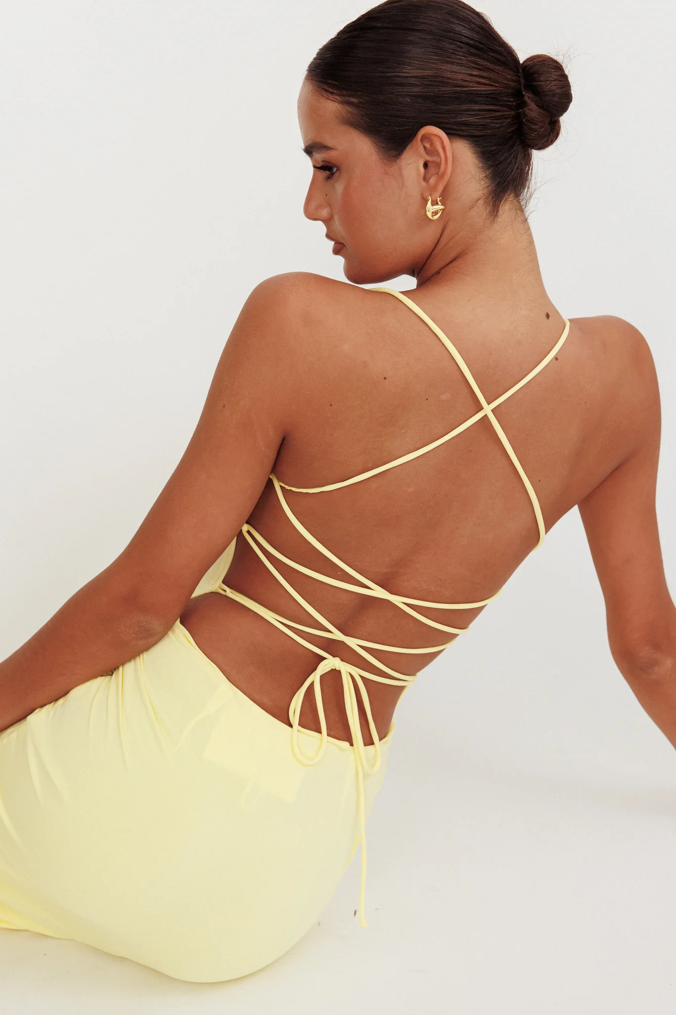Ignite Rosette Backless Maxi Dress Lemon - Image 2