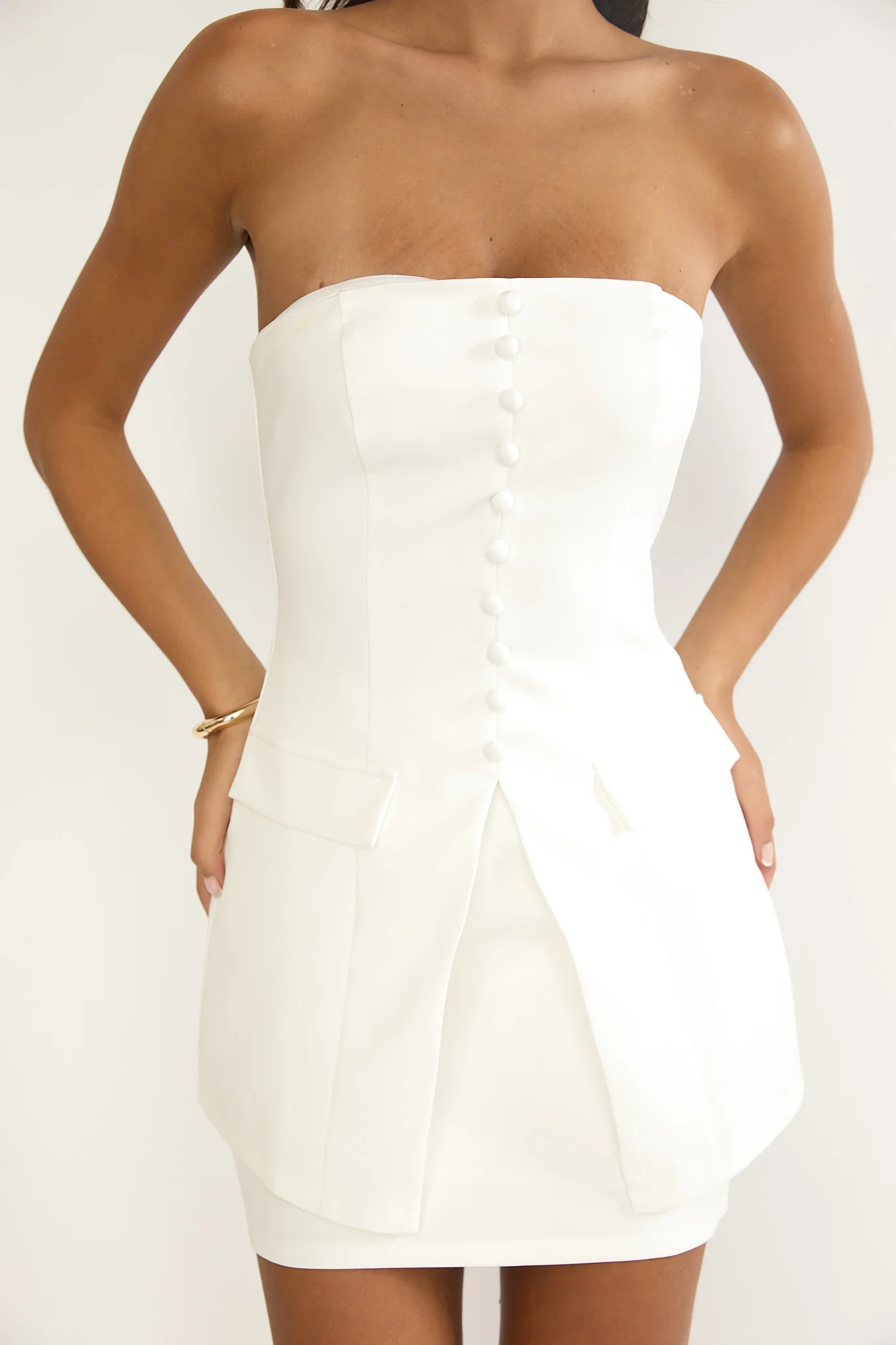 Ilara Strapless Longline Top White - Image 4