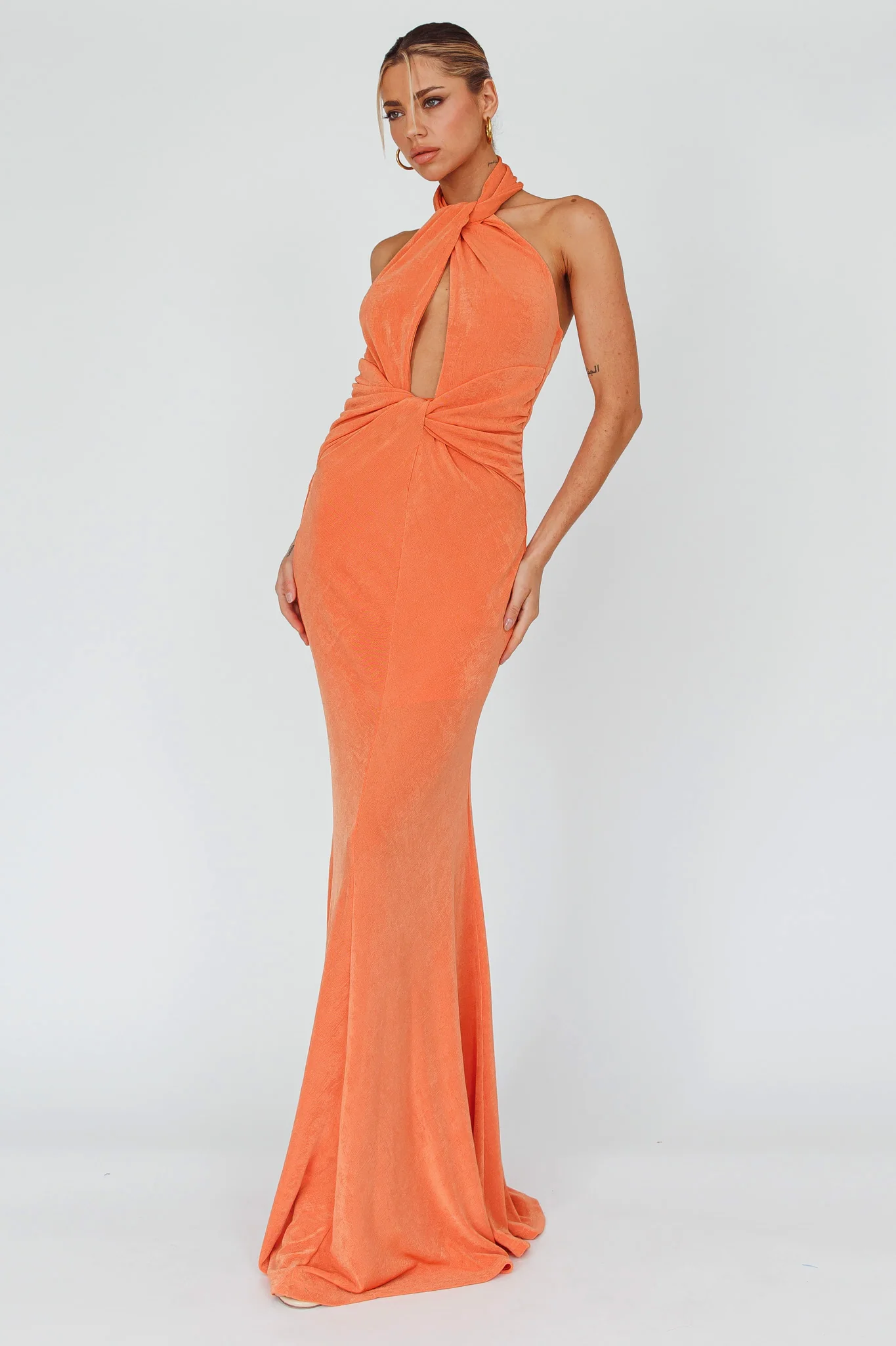 Ileana Twist Bodice Maxi Dress Orange - Image 3